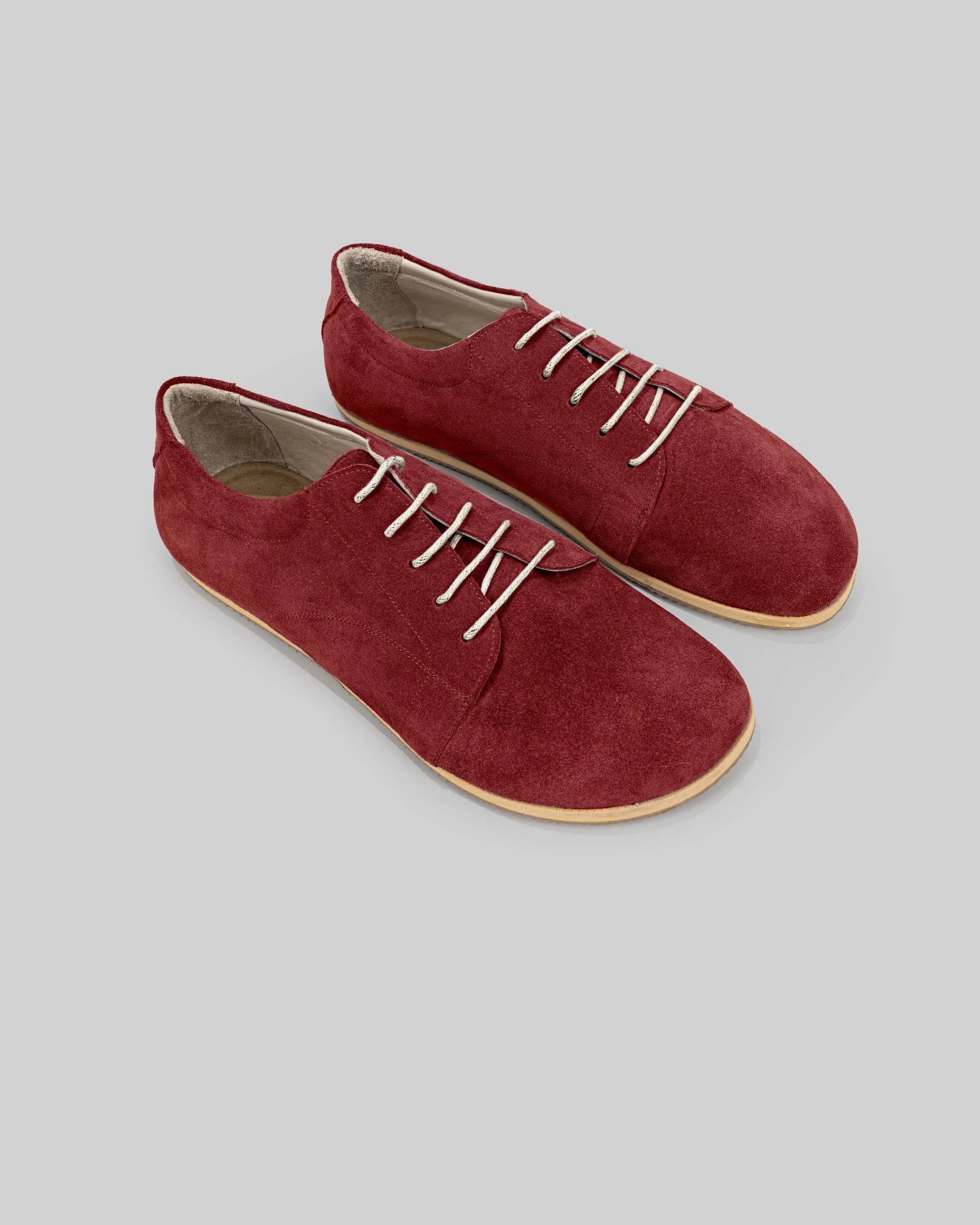 Women's Burgundy Barefoot Sneaker - Handcrafted Calf Leather Wide Toe Box | Bespoky