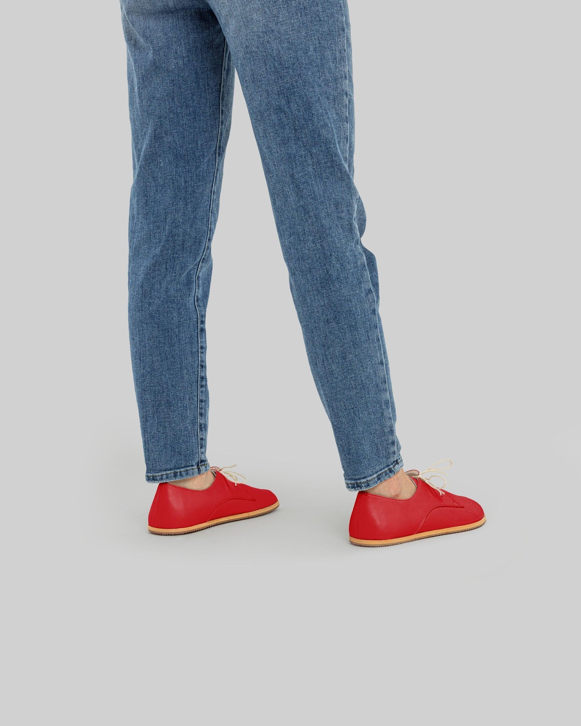Detail Red Oxford Shoes - Handcrafted Calf Leather Turkey | Bespoky