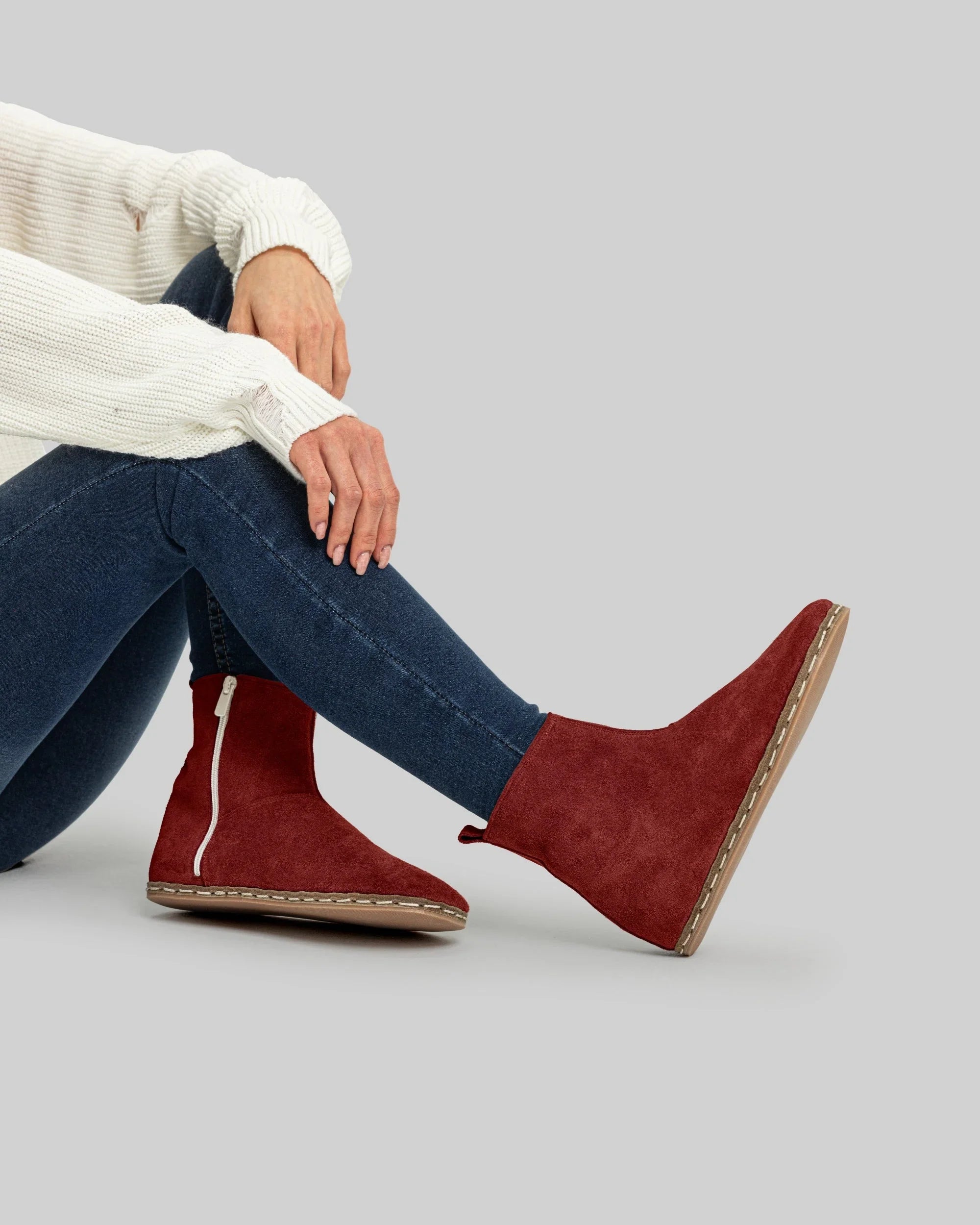 Men's Burgundy Suede Chelsea Boots - Handcrafted Calf Leather Wide Toe Box | Bespoky