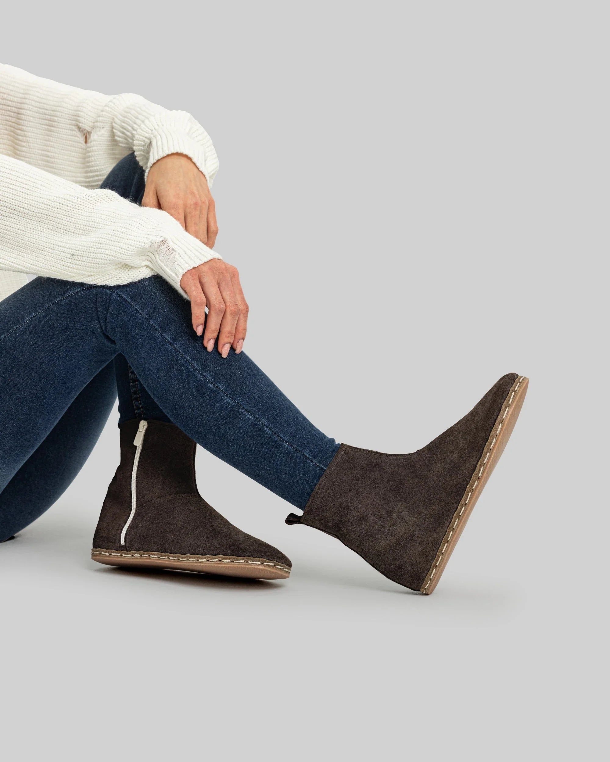 Women's Brown Chelsea Boots - Handcrafted Calf Leather Wide Toe Box | Bespoky