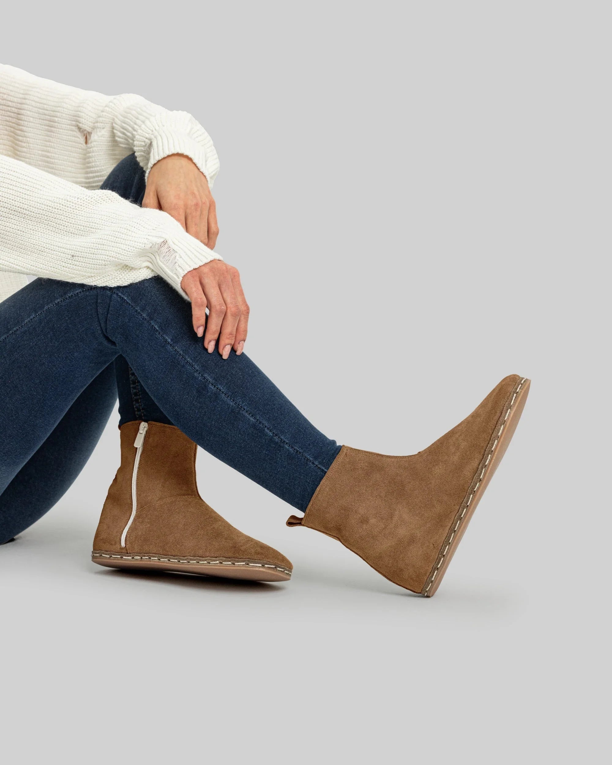 Women's Tan Chelsea Boots - Handcrafted Calf Leather Wide Toe Box | Bespoky