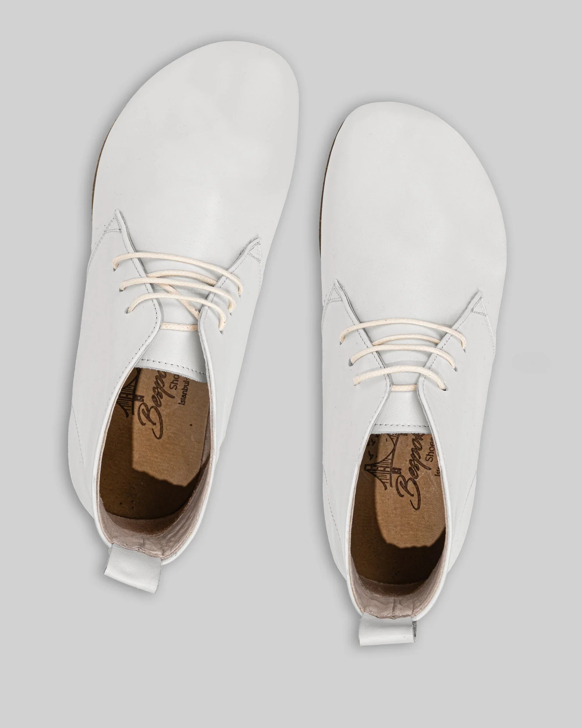Side view White Ankle Boots - Calf Leather Zero Drop | Bespoky