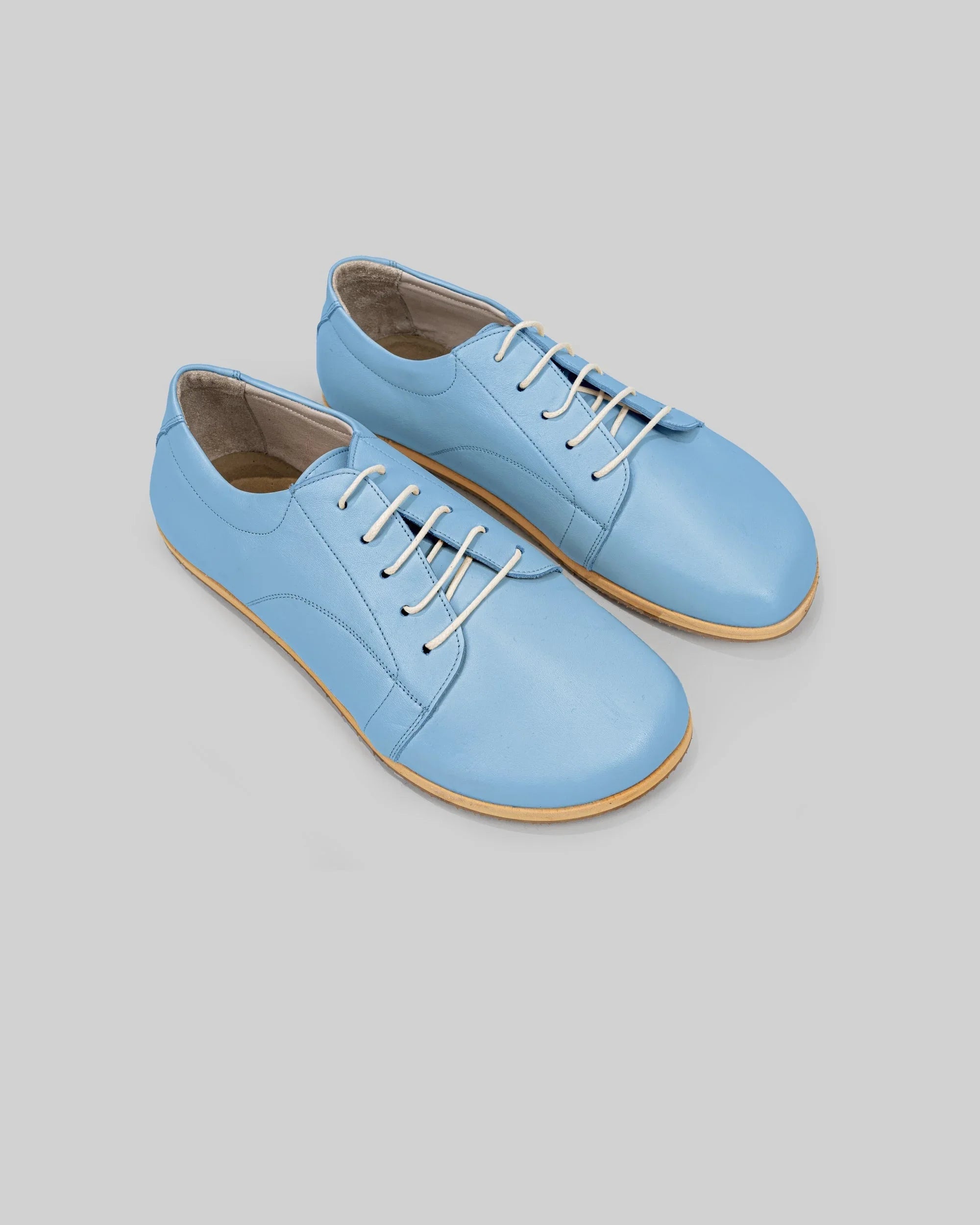 Women's Baby Blue Barefoot Sneaker - Handcrafted Calf Leather Wide Toe Box | Bespoky