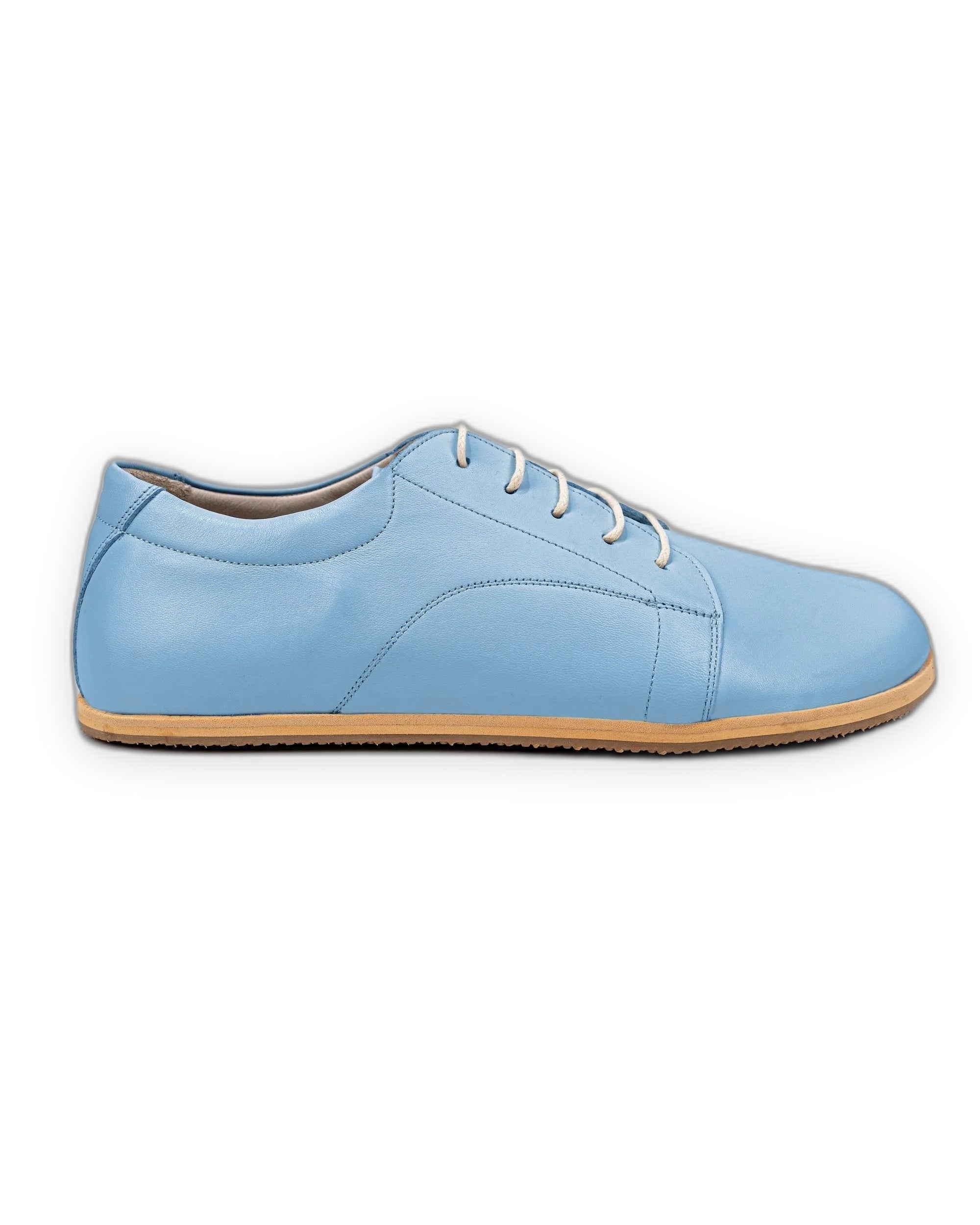 Side view Baby Blue Barefoot Sneaker - Calf Leather Zero Drop | Bespoky