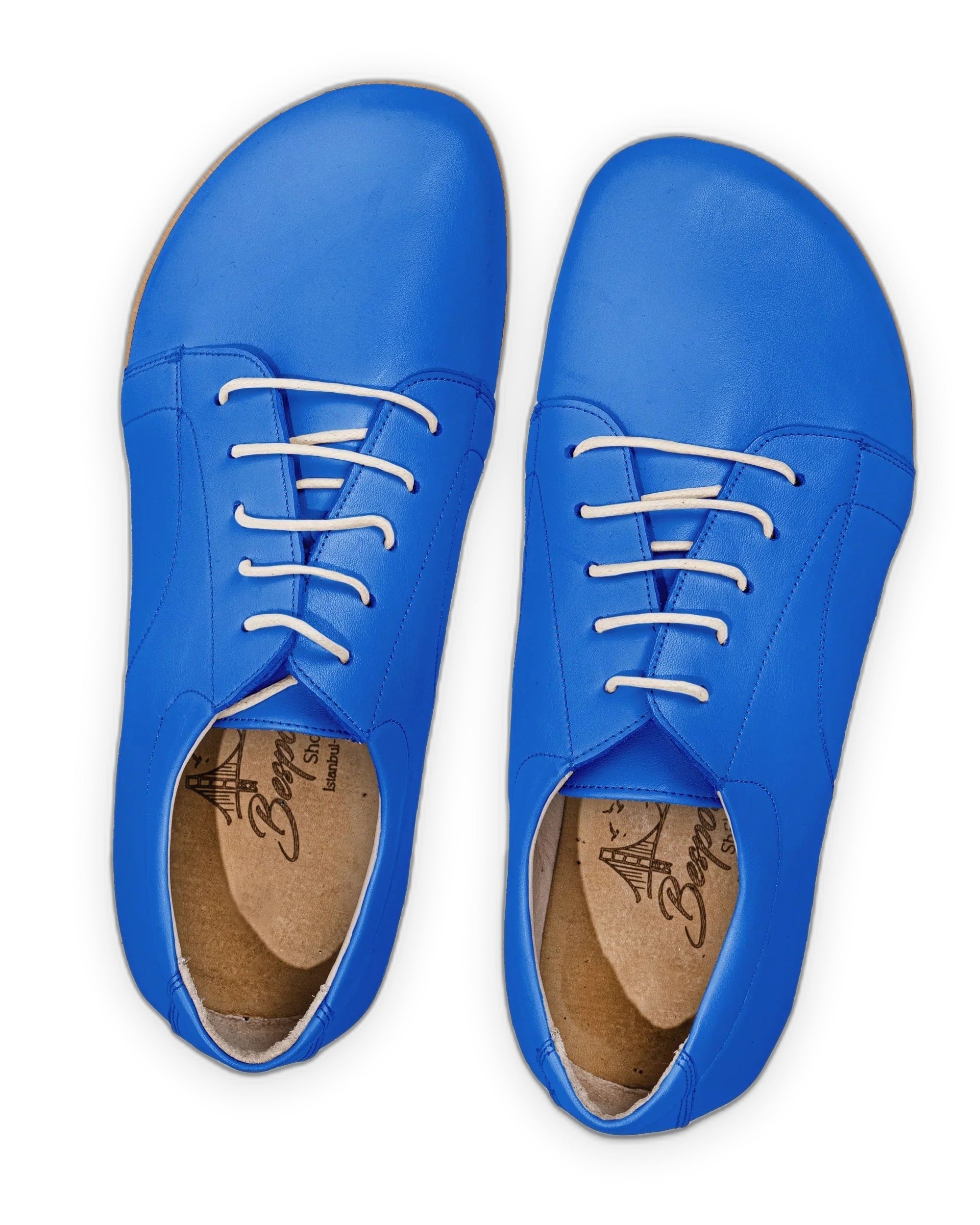 Side view Blue Barefoot Sneaker - Calf Leather Zero Drop | Bespoky