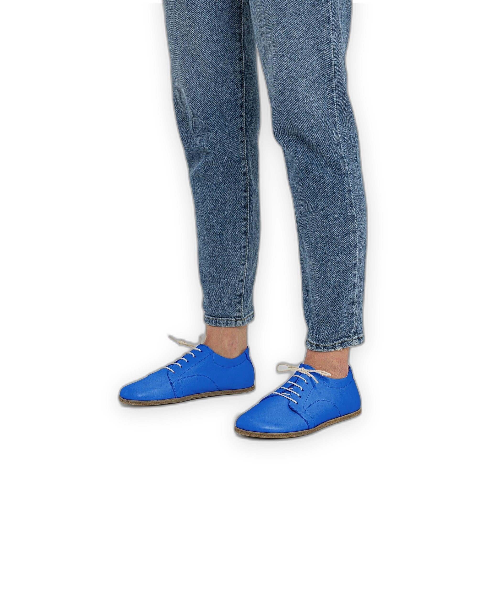 Side view Blue Barefoot Sneaker - Calf Leather Zero Drop | Bespoky