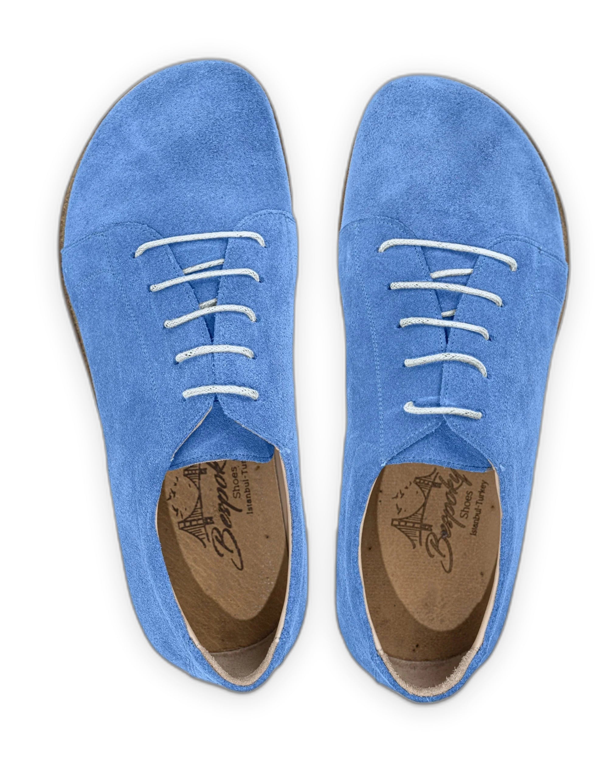 Side view Blue Suede Barefoot Sneaker - Calf Leather Zero Drop | Bespoky