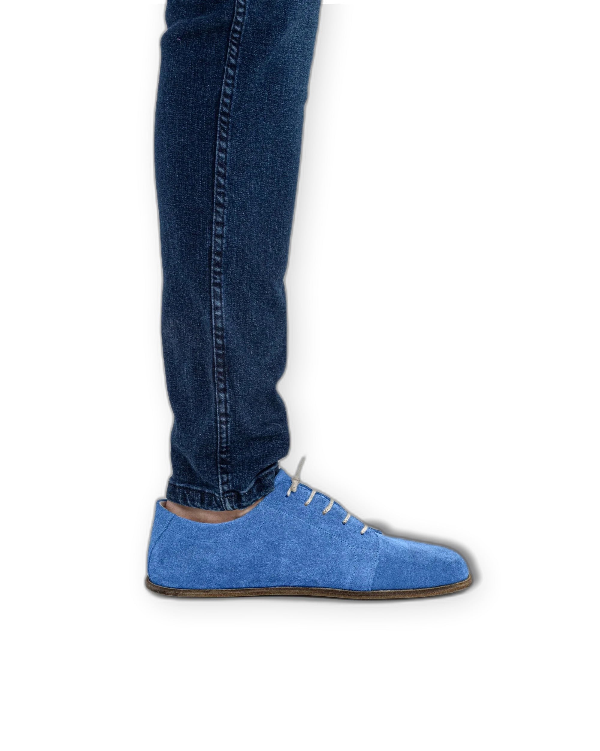 Back view Blue Suede Barefoot Sneaker - Calf Leather Handcrafted | Bespoky