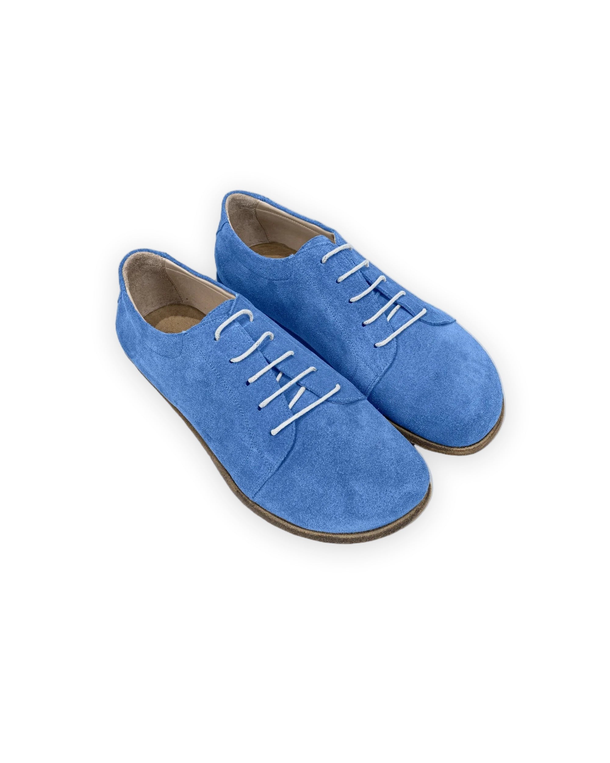 Men's Blue Suede Barefoot Sneaker - Handcrafted Calf Leather Wide Toe Box | Bespoky