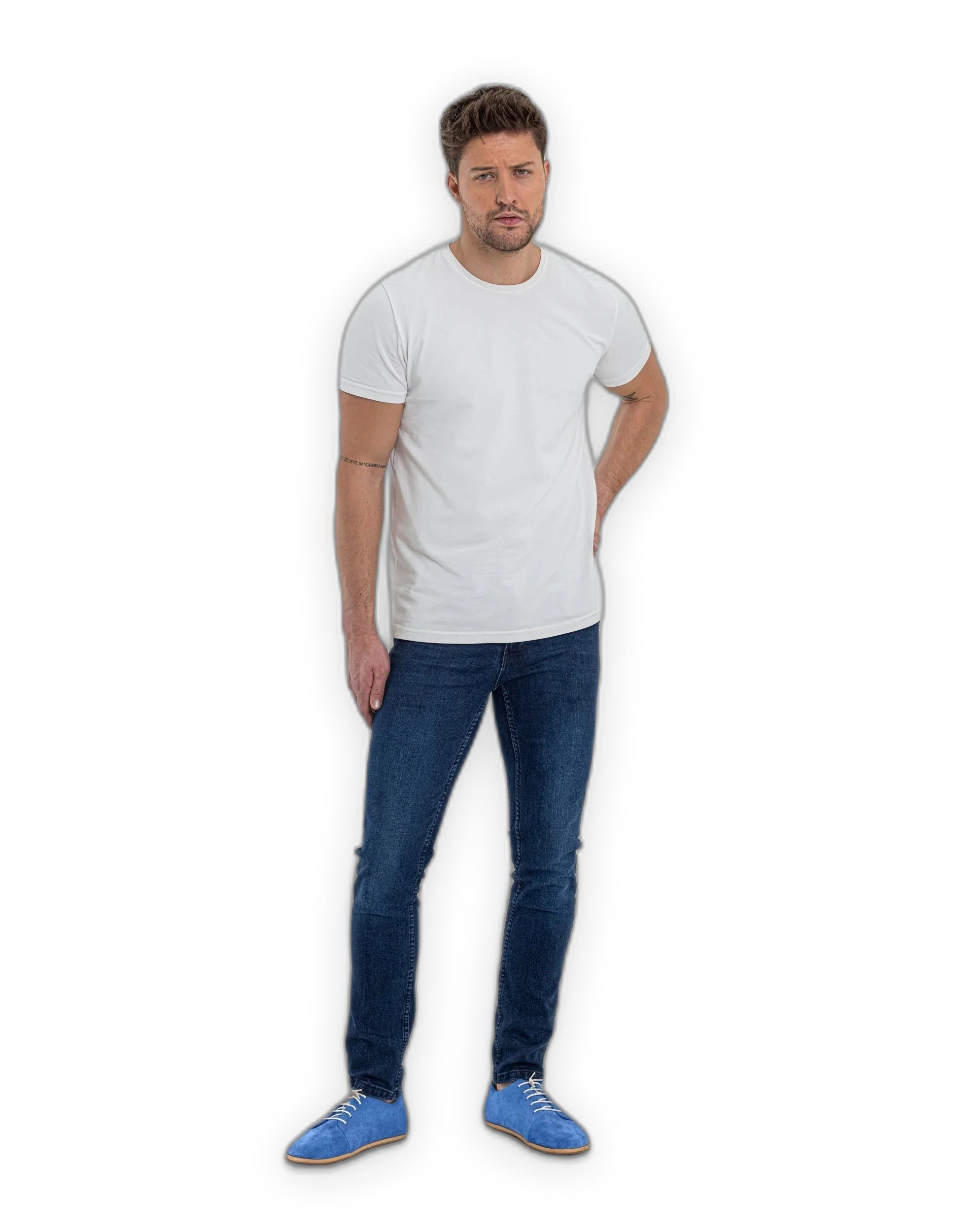 Back view Blue Suede Barefoot Sneaker - Calf Leather Handcrafted | Bespoky