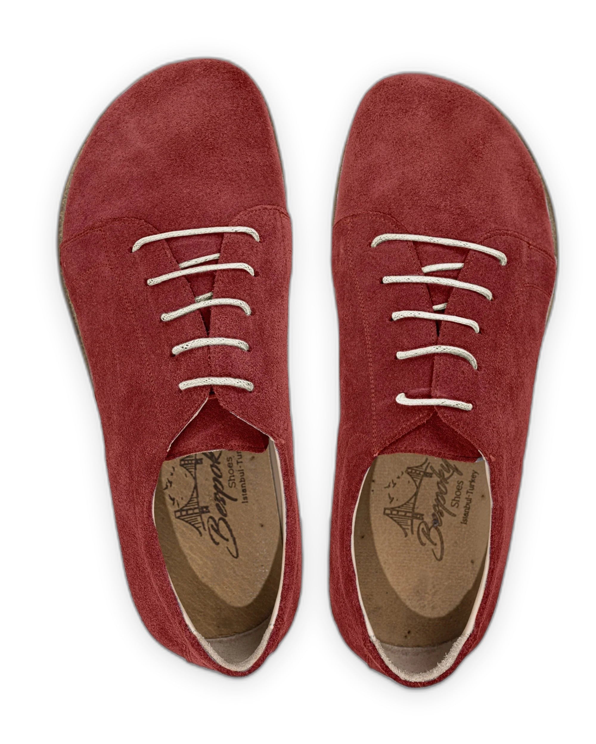 Side view Burgundy Suede Barefoot Sneaker - Calf Leather Zero Drop | Bespoky