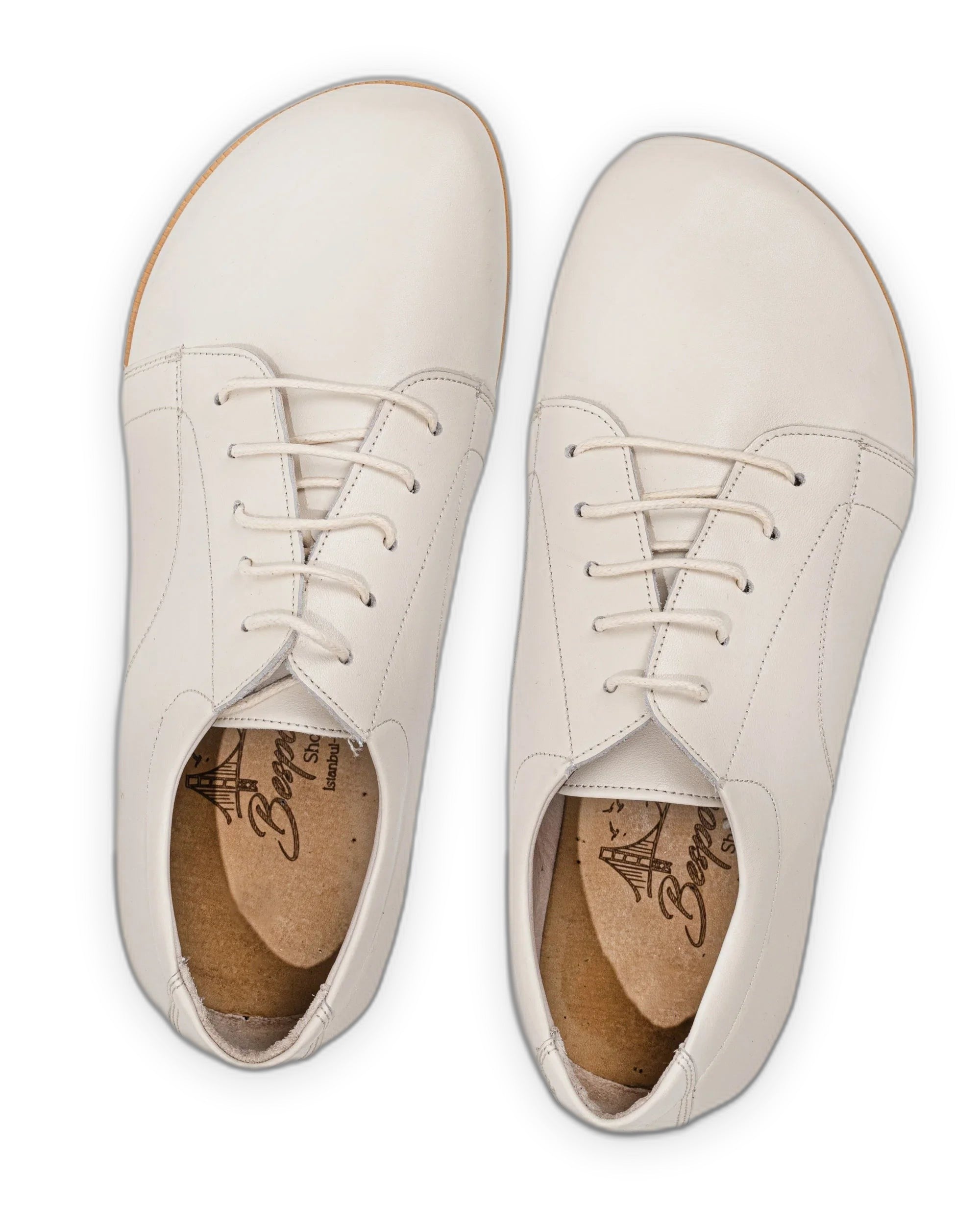Top view Cream Barefoot Sneaker - Handcrafted Calf Leather | Bespoky