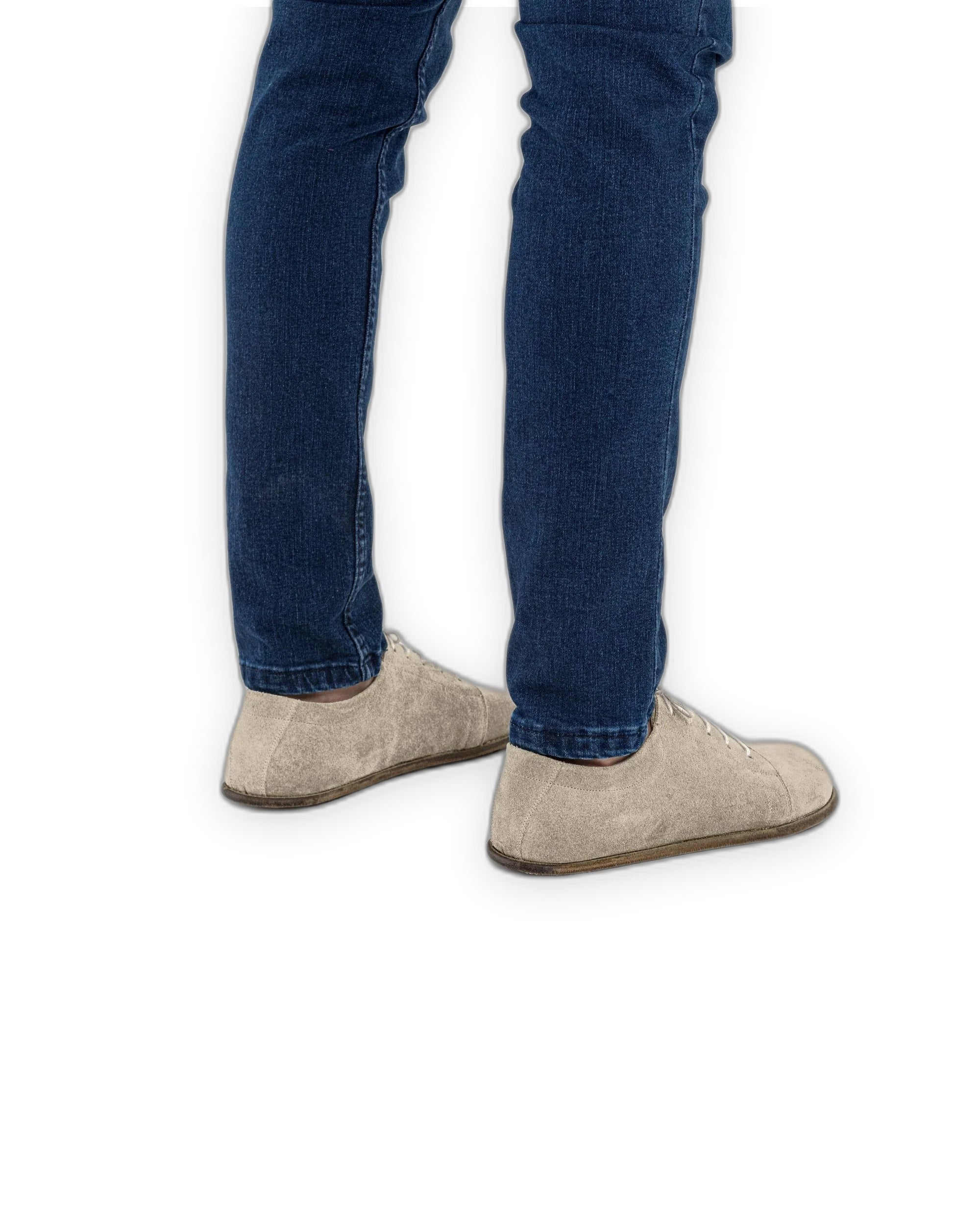 Pair Cream Suede Barefoot Sneaker - Barefoot Wide Toe Calf Leather | Bespoky