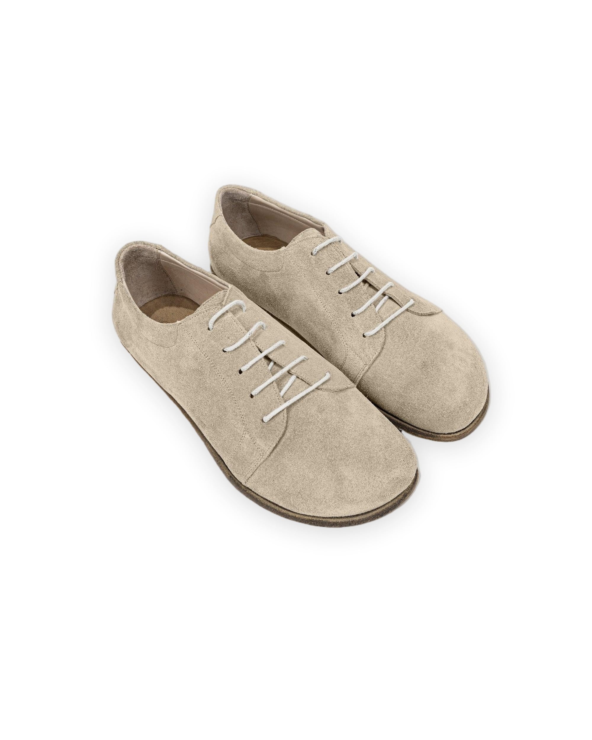 Men's Cream Suede Barefoot Sneaker - Handcrafted Calf Leather Wide Toe Box | Bespoky