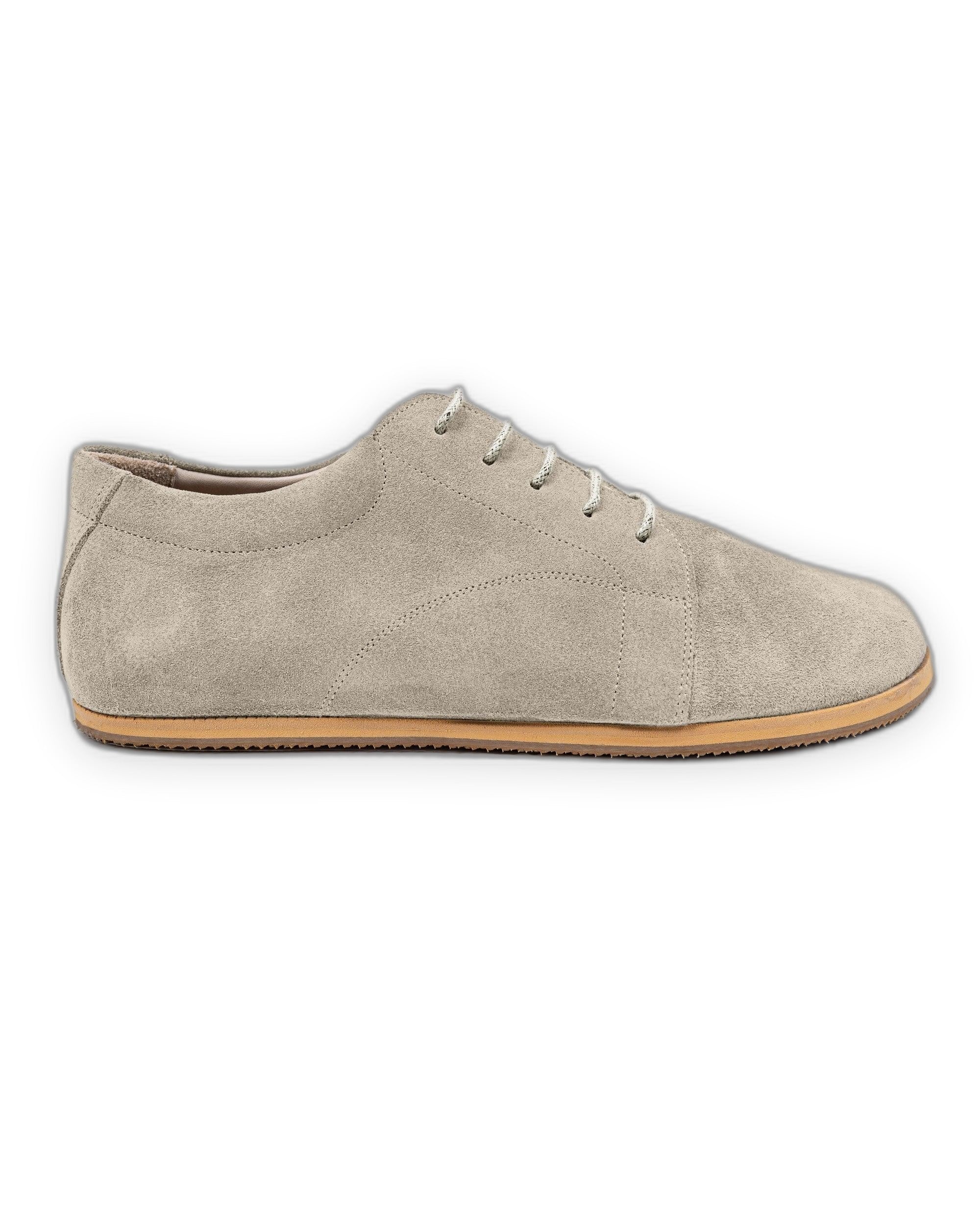 Side view Cream Suede Barefoot Sneaker - Calf Leather Zero Drop | Bespoky