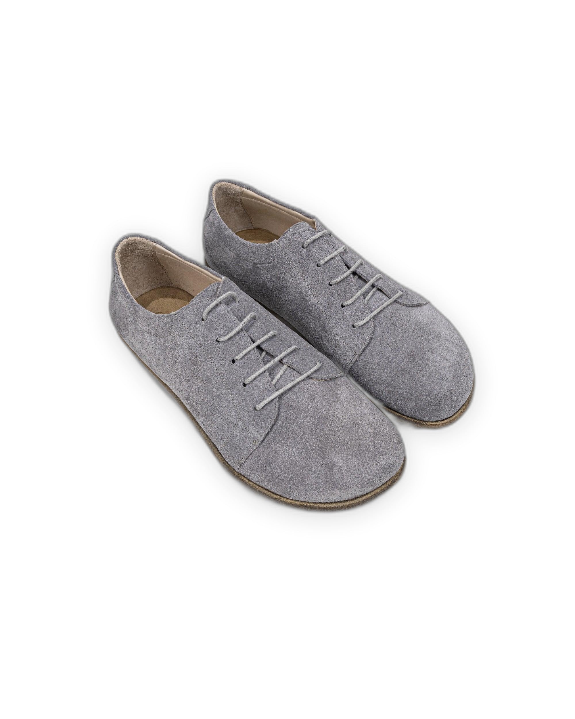 Men's Grey Suede Barefoot Sneaker - Handcrafted Calf Leather Wide Toe Box | Bespoky