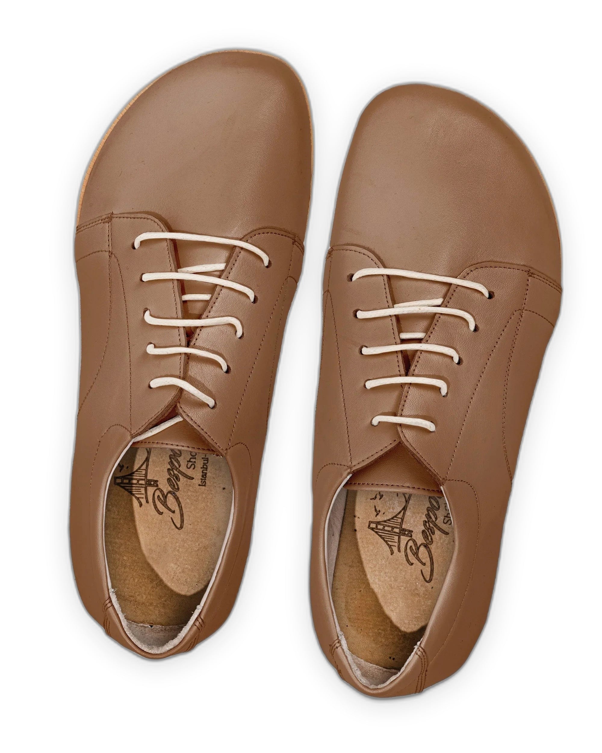 Side view Tan Barefoot Sneaker - Calf Leather Zero Drop | Bespoky