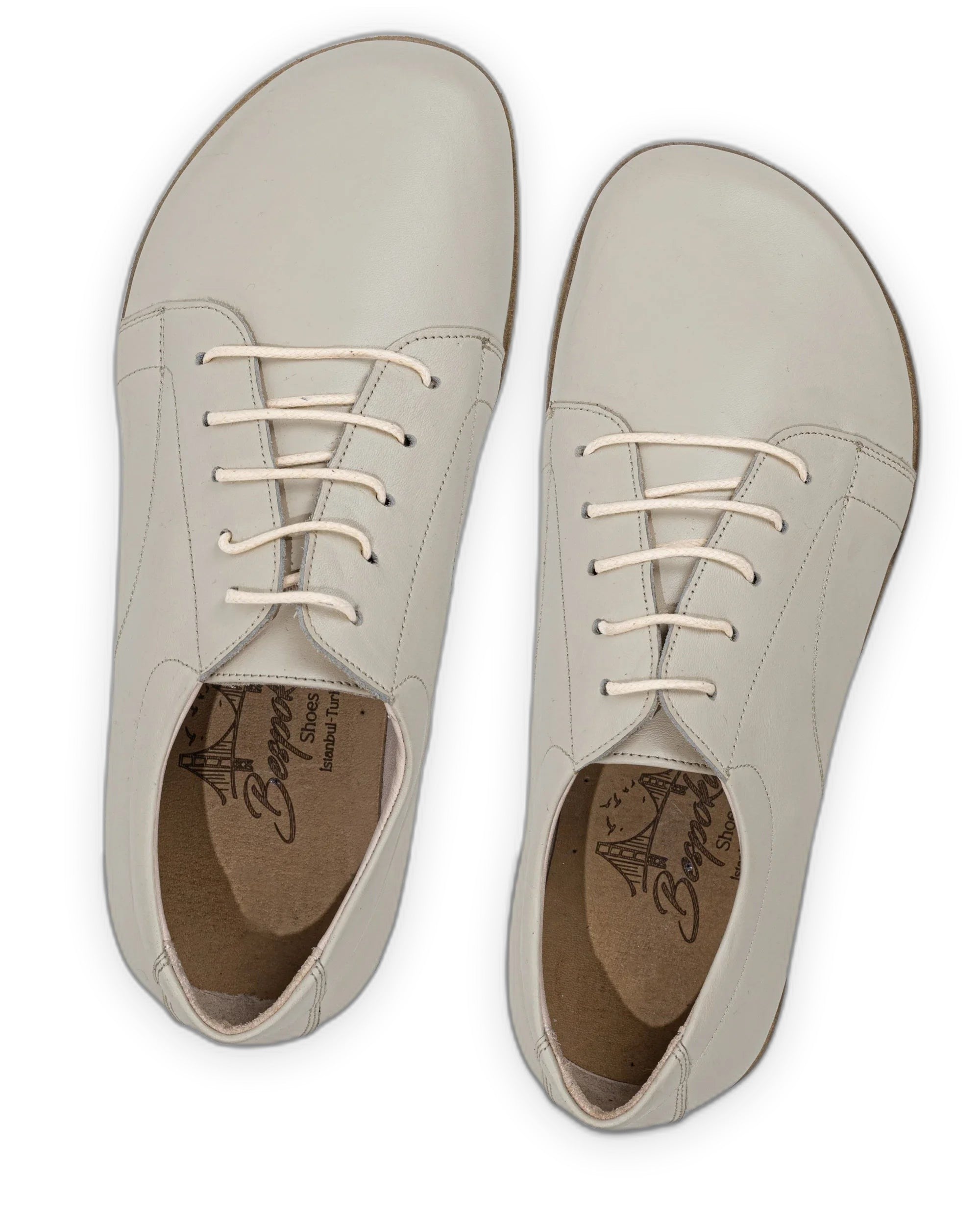 Back view Lucas Beige Barefoot Sneaker - Calf Leather Handcrafted | Bespoky