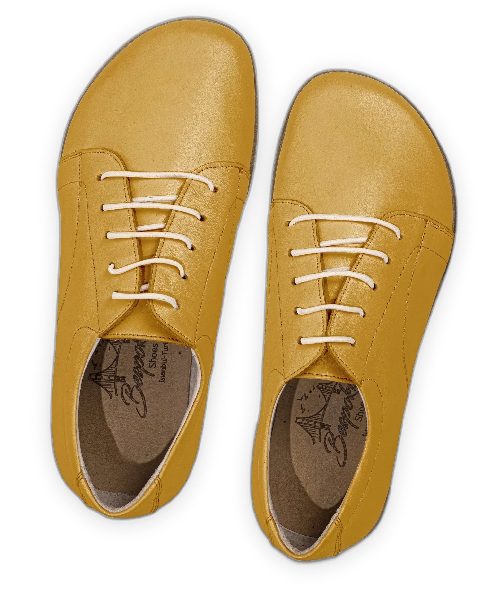 Side view Mustard Barefoot Sneaker - Calf Leather Zero Drop | Bespoky