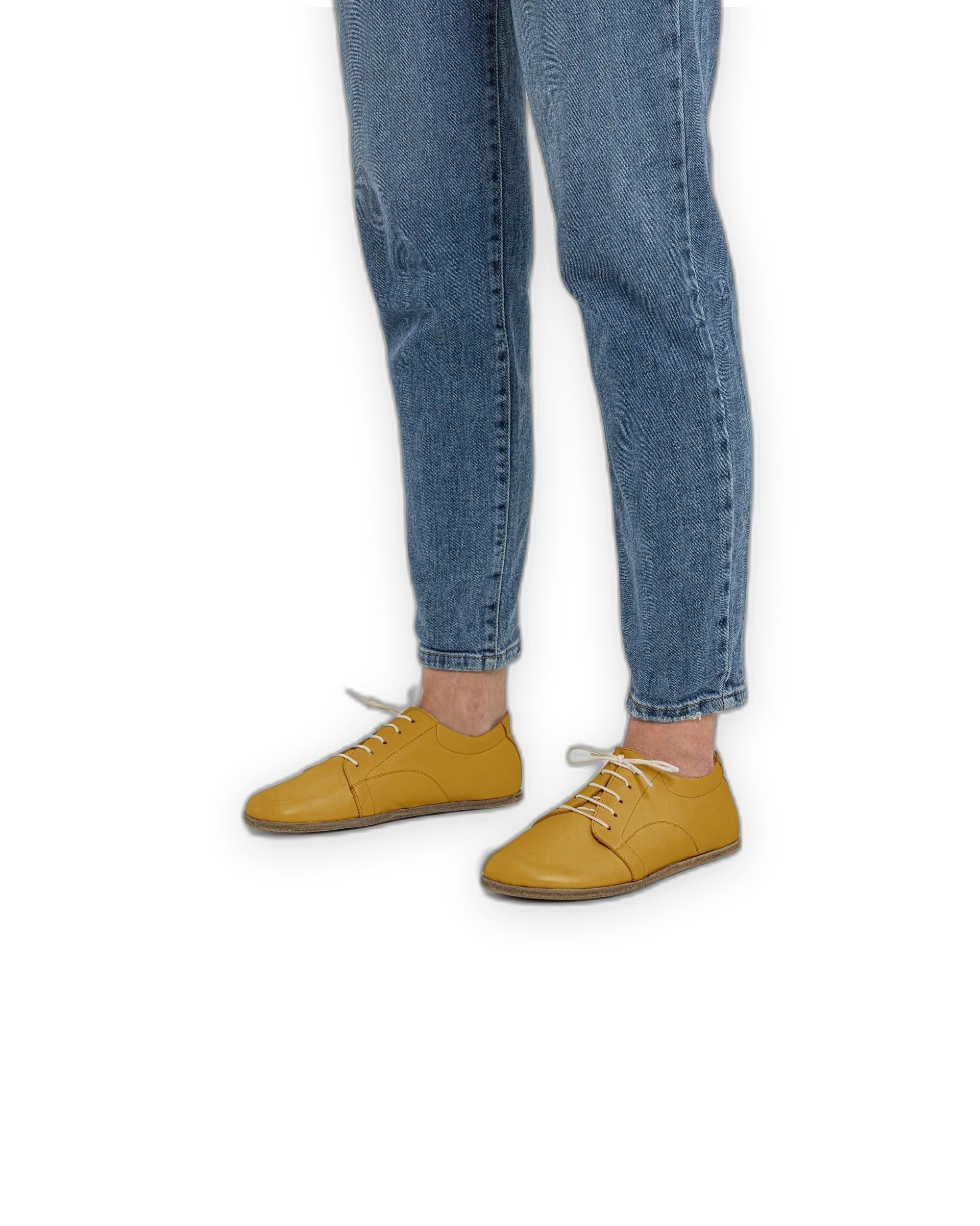 Detail Mustard Barefoot Sneaker - Handcrafted Calf Leather Turkey | Bespoky
