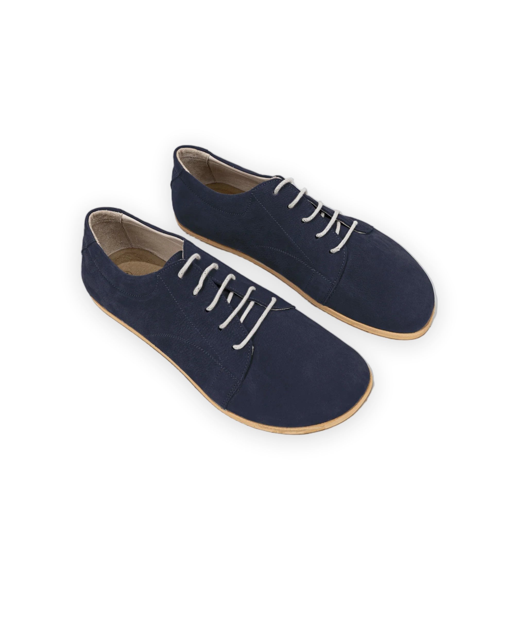 Men's Navy Nubuck Barefoot Sneaker - Handcrafted Calf Leather Wide Toe Box | Bespoky