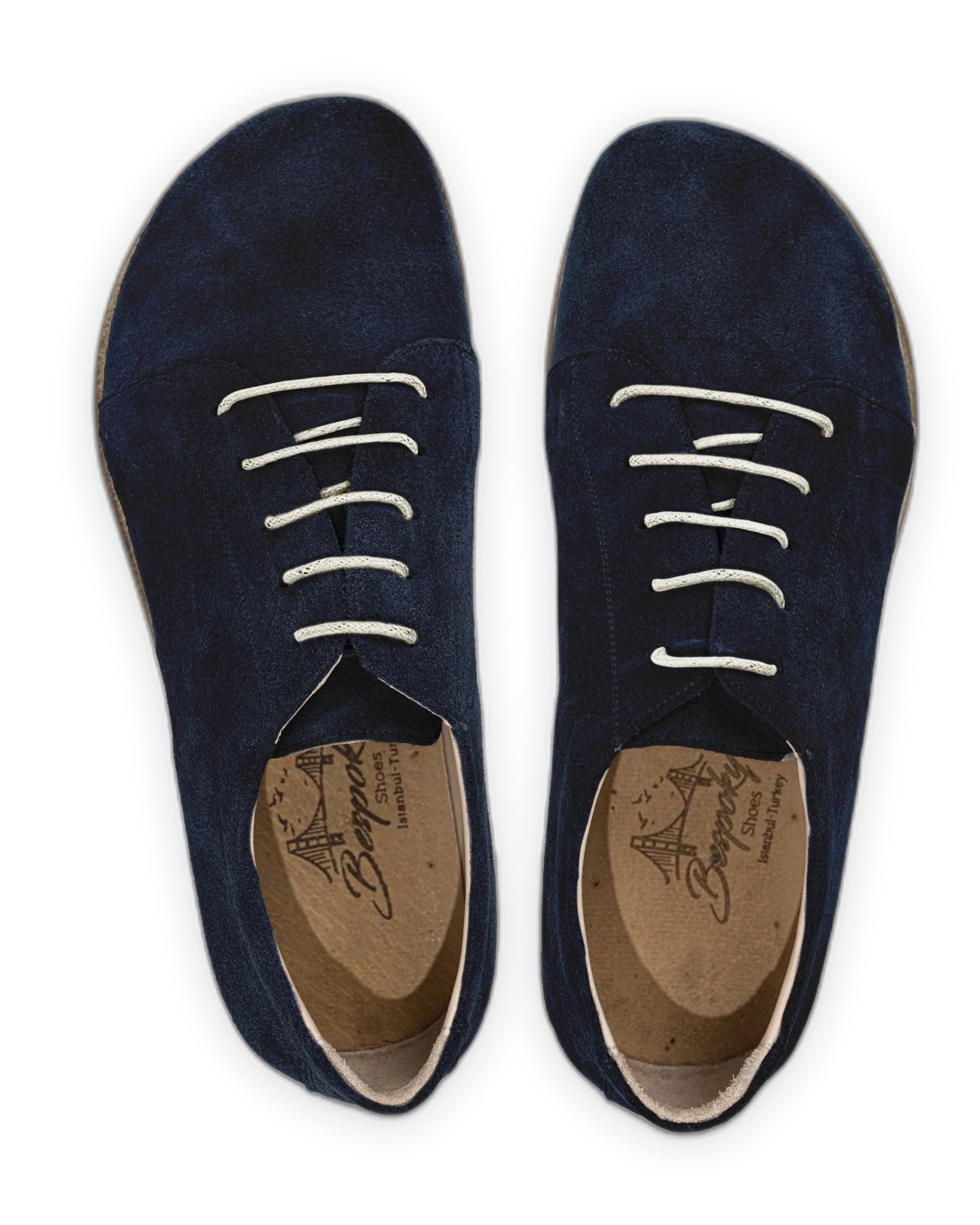 Side view Navy Suede Barefoot Sneaker - Calf Leather Zero Drop | Bespoky