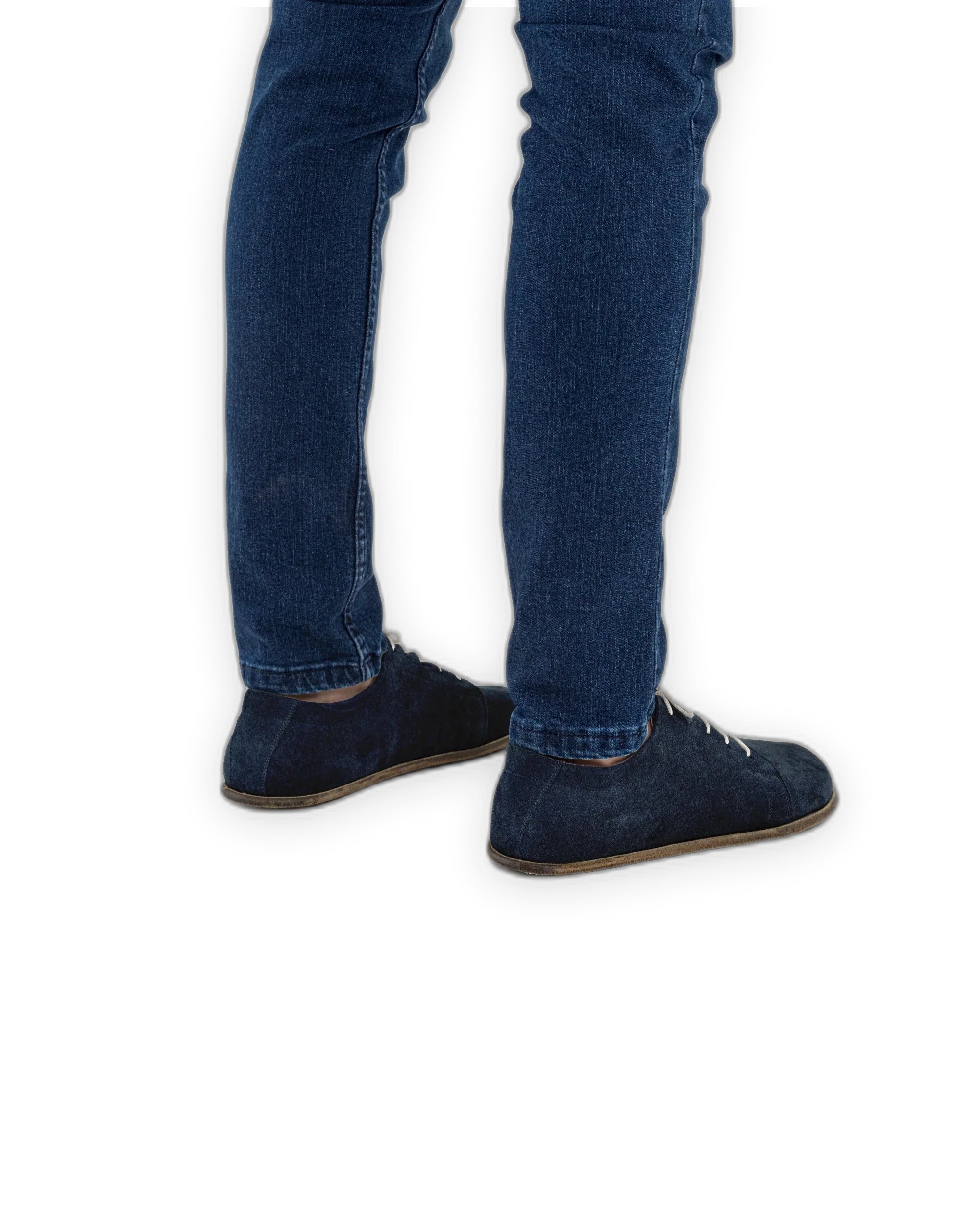 Pair Navy Suede Barefoot Sneaker - Barefoot Wide Toe Calf Leather | Bespoky