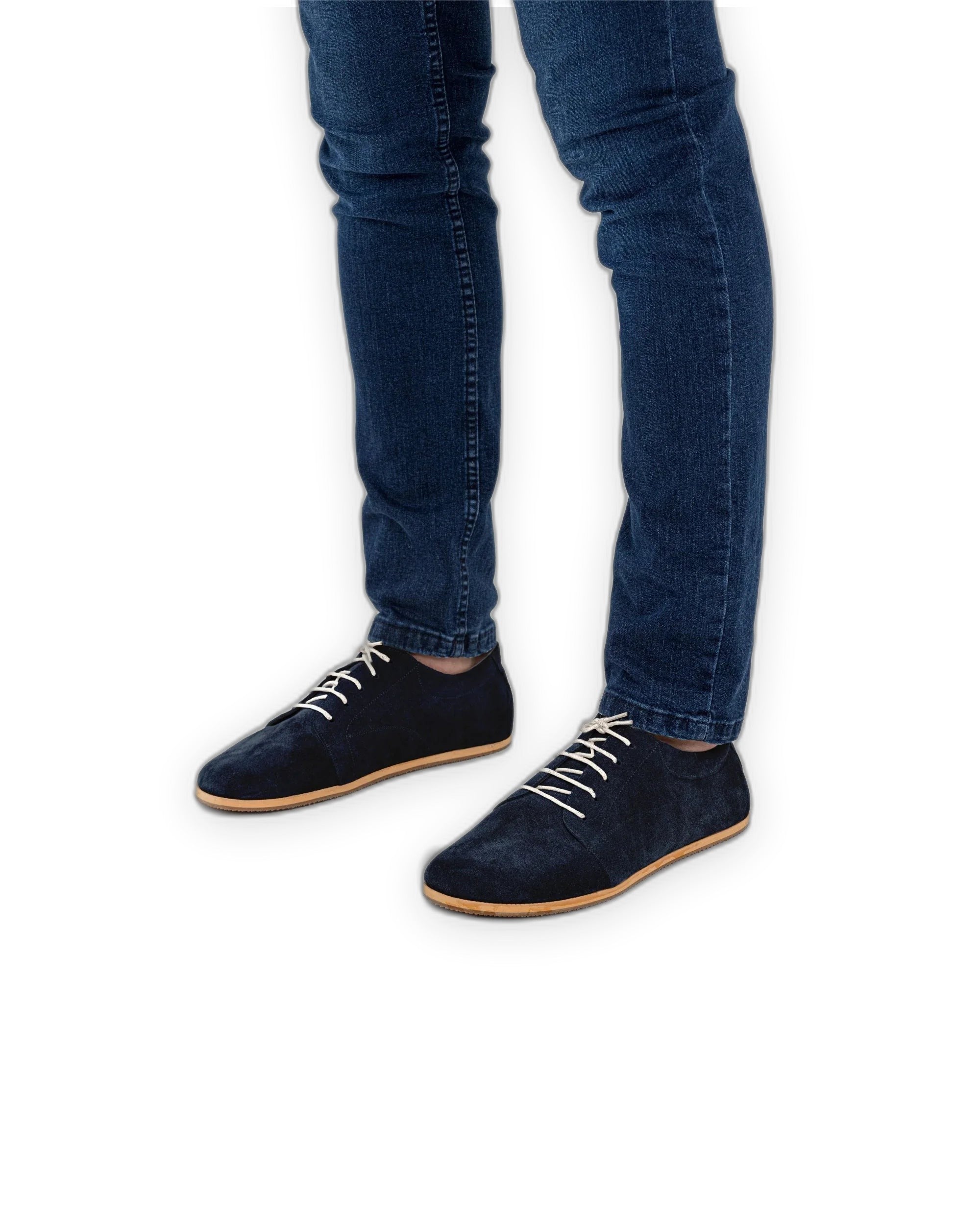 Top view Navy Suede Barefoot Sneaker - Handcrafted Calf Leather | Bespoky