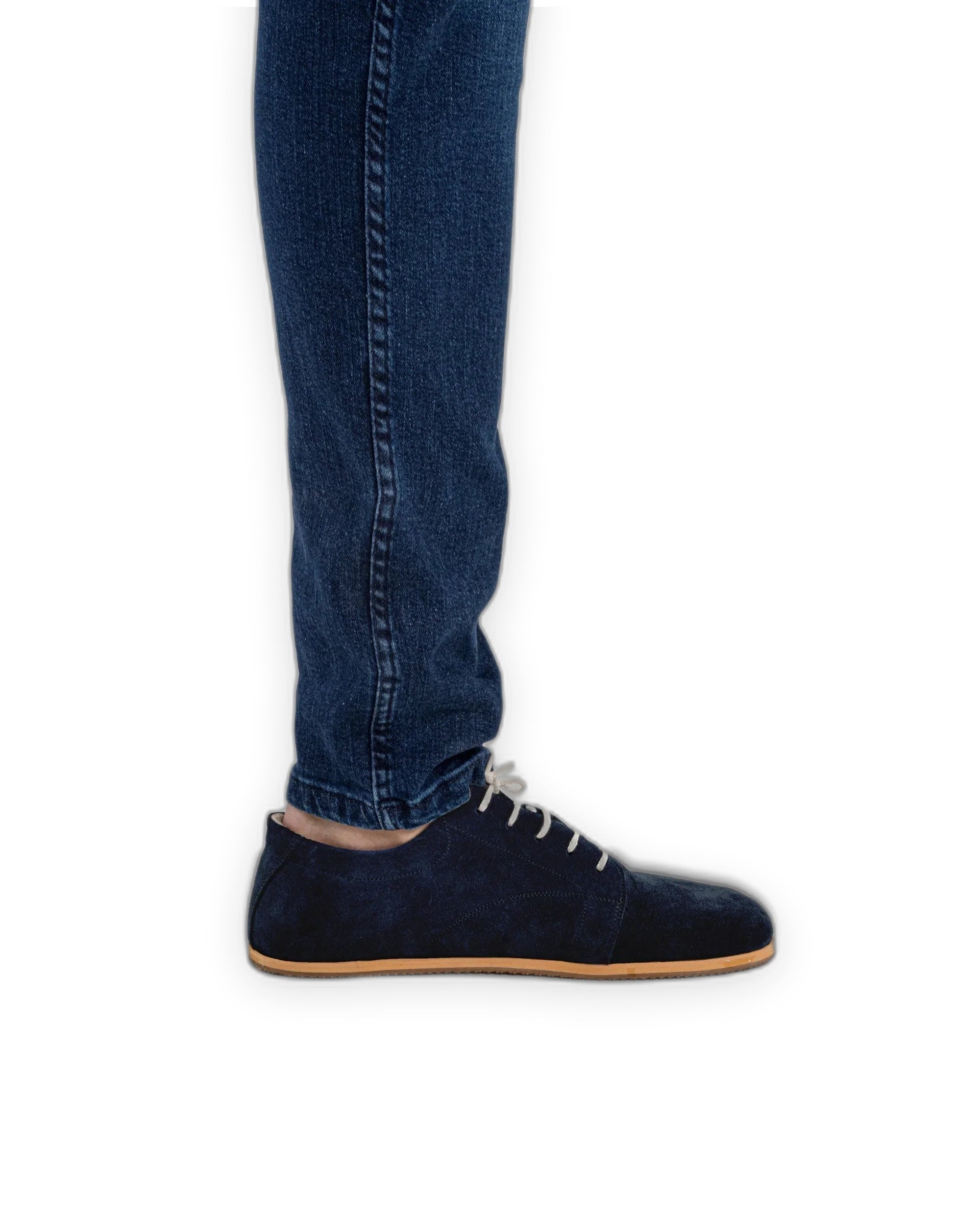 Pair Navy Suede Barefoot Sneaker - Barefoot Wide Toe Calf Leather | Bespoky
