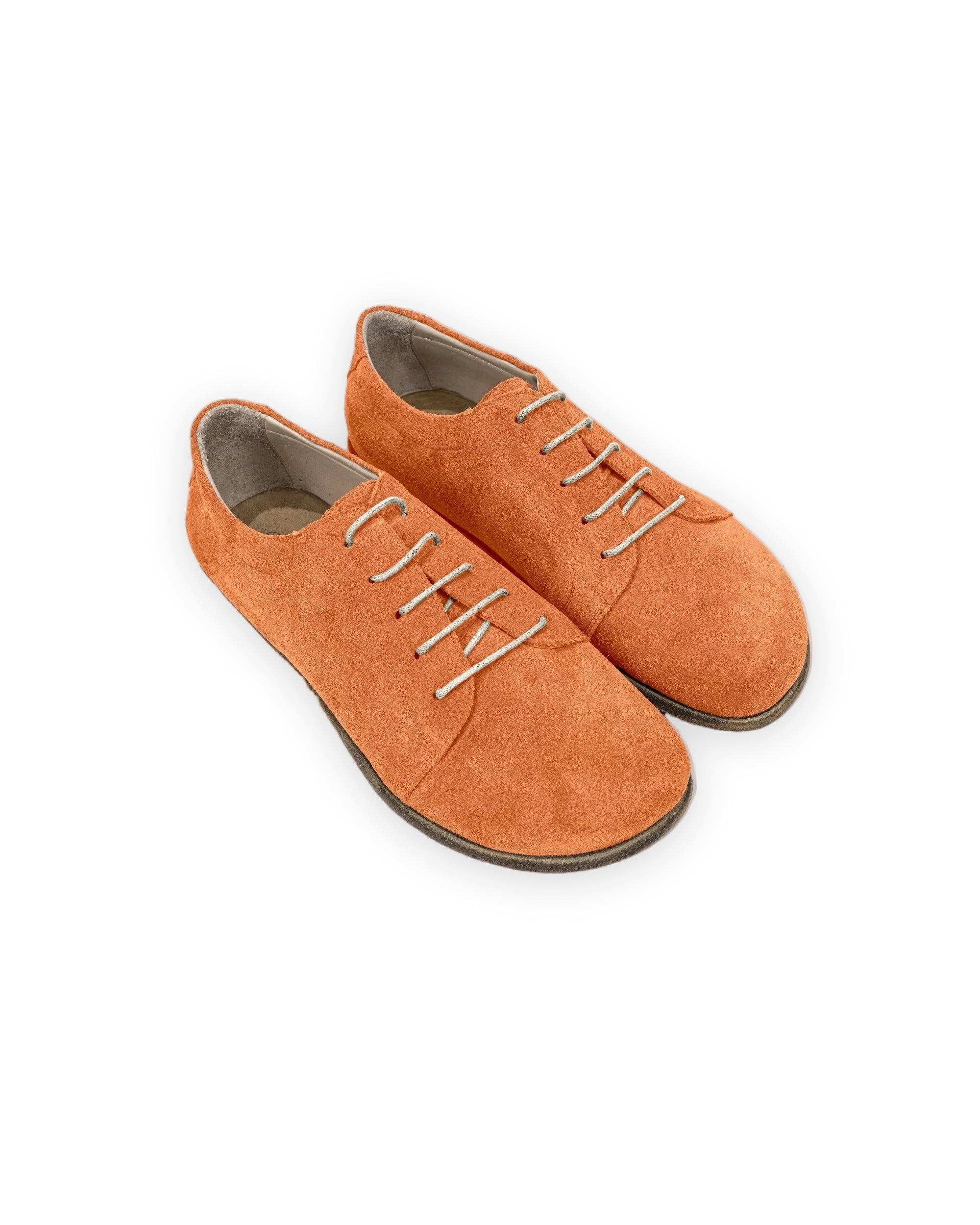 Men's Orange Suede Barefoot Sneaker - Handcrafted Calf Leather Wide Toe Box | Bespoky
