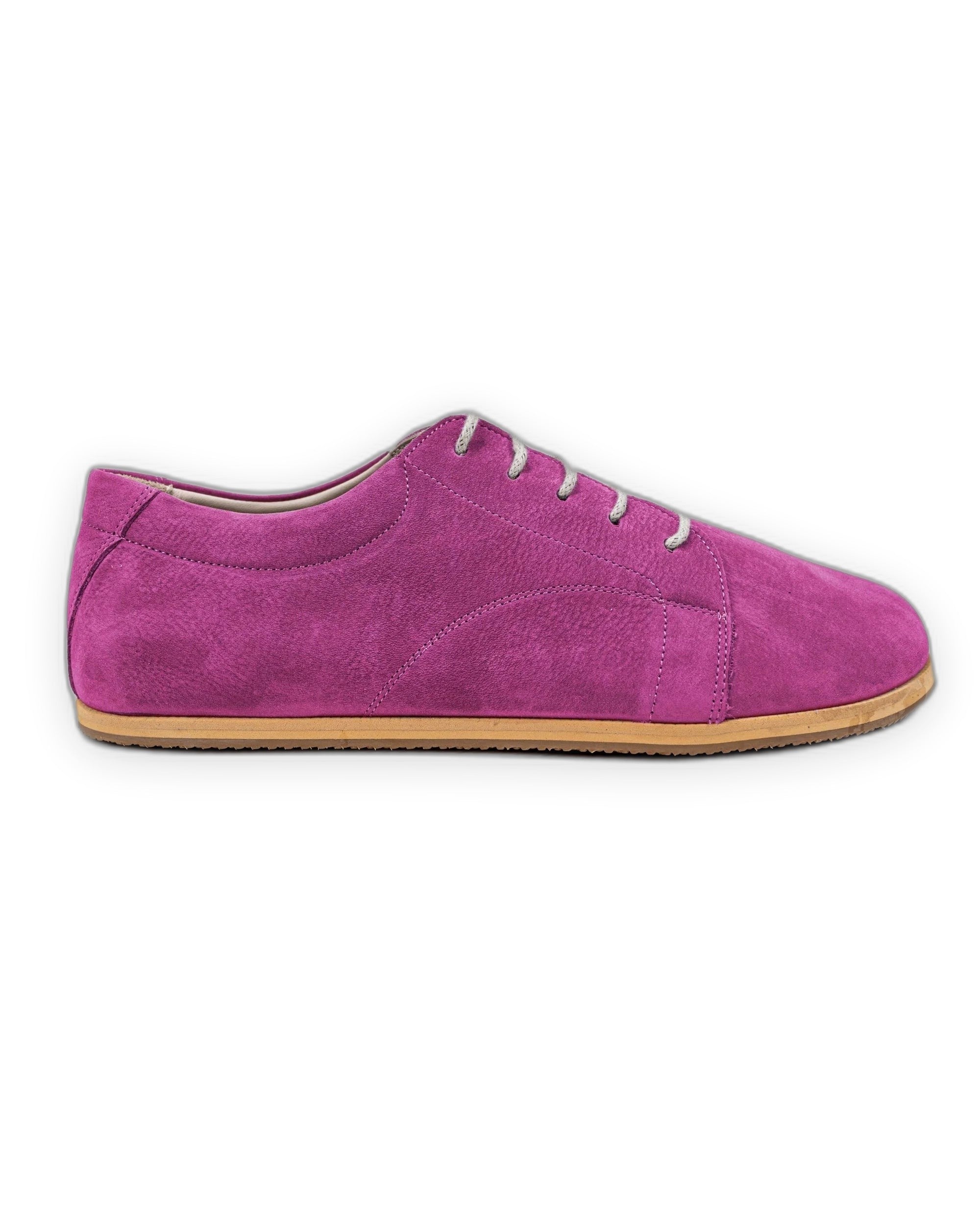 Side view Pink Nubuck Barefoot Sneaker - Calf Leather Zero Drop | Bespoky