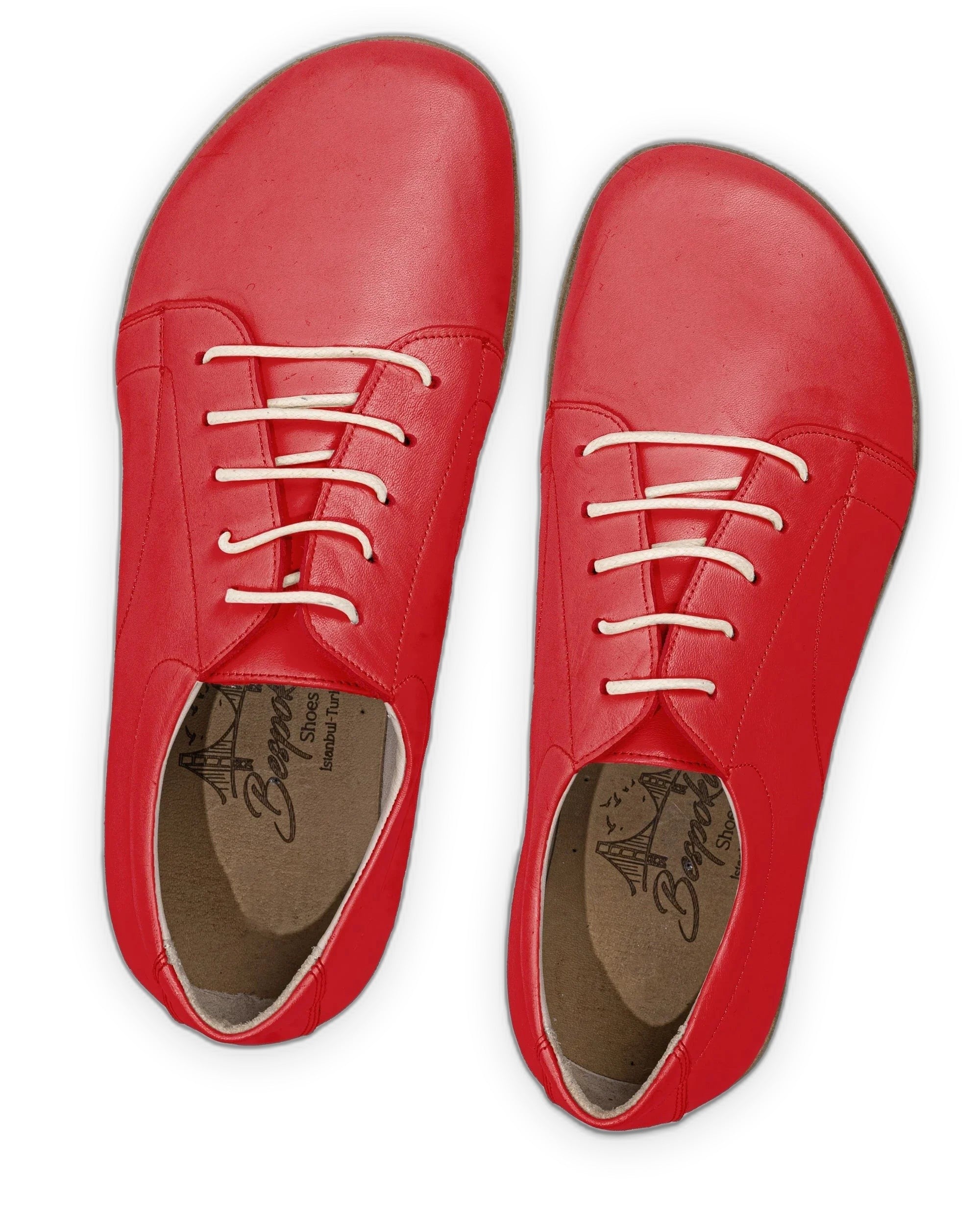 Side view Red Barefoot Sneaker - Calf Leather Zero Drop | Bespoky
