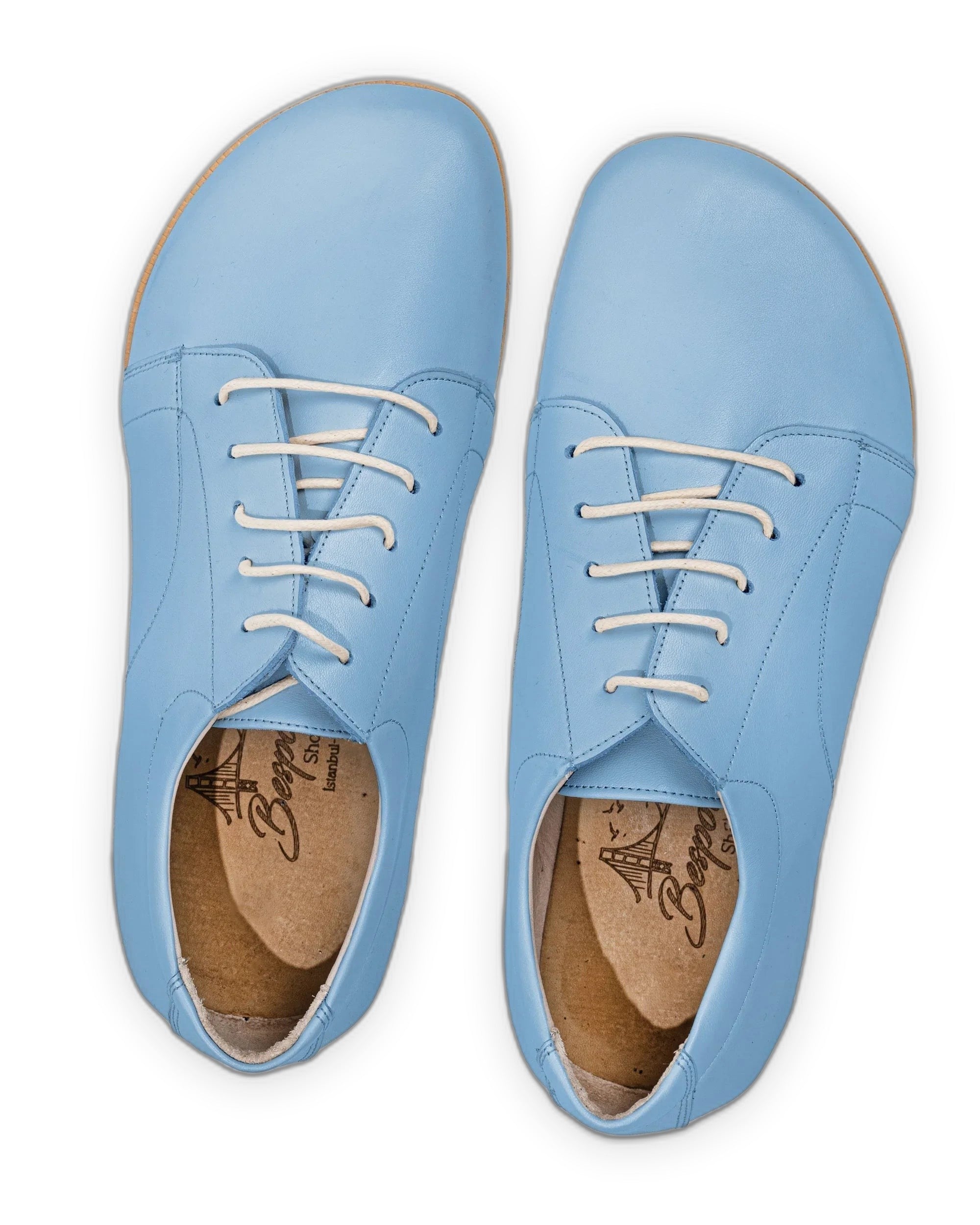Pair Baby Blue Barefoot Sneaker - Barefoot Wide Toe Calf Leather | Bespoky