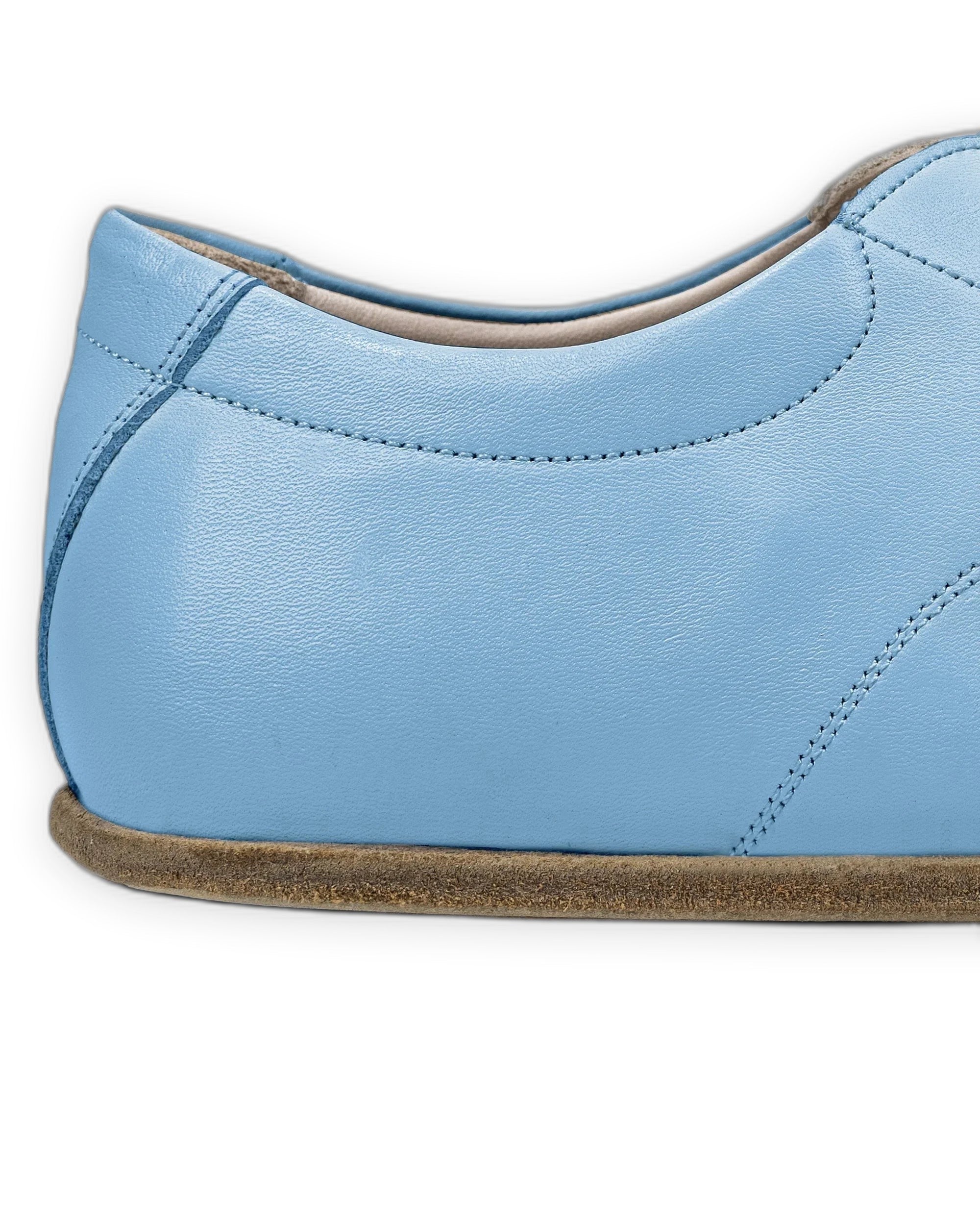 Side view Baby Blue Barefoot Sneaker - Calf Leather Zero Drop | Bespoky
