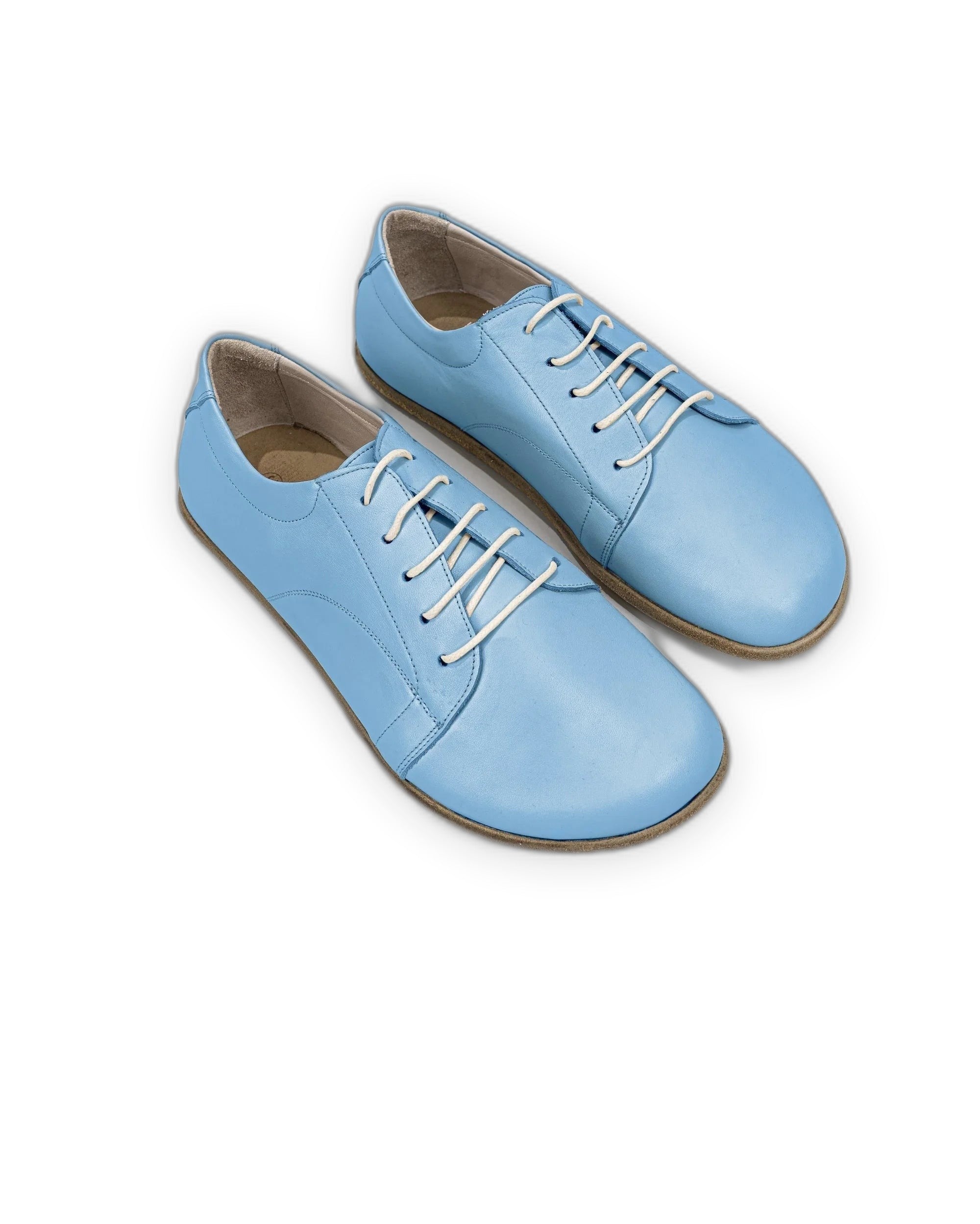 Women's Baby Blue Barefoot Sneaker - Handcrafted Calf Leather Wide Toe Box | Bespoky