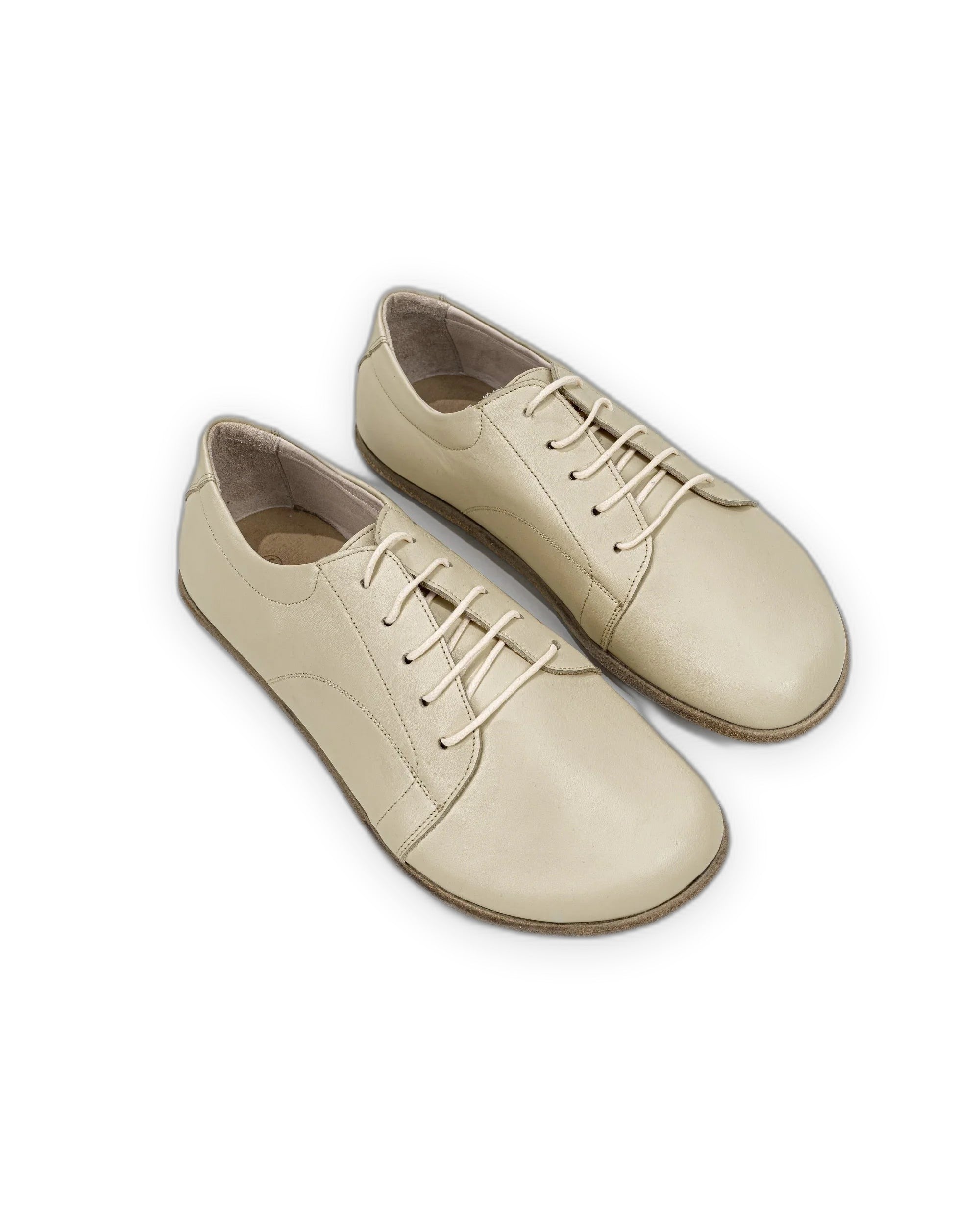 Women's Beige Barefoot Sneaker - Handcrafted Calf Leather Wide Toe Box | Bespoky