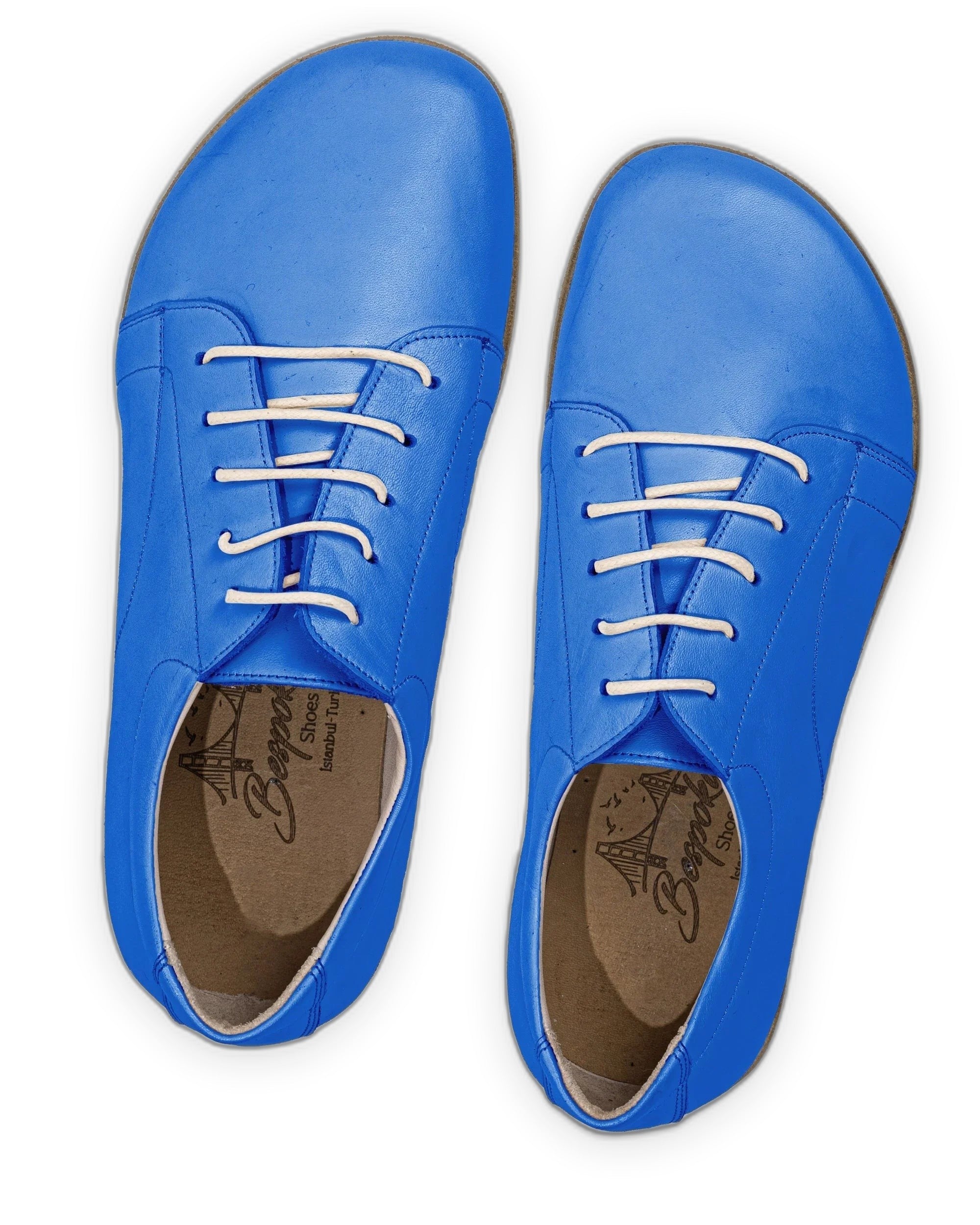 Pair Blue Barefoot Sneaker - Barefoot Wide Toe Calf Leather | Bespoky
