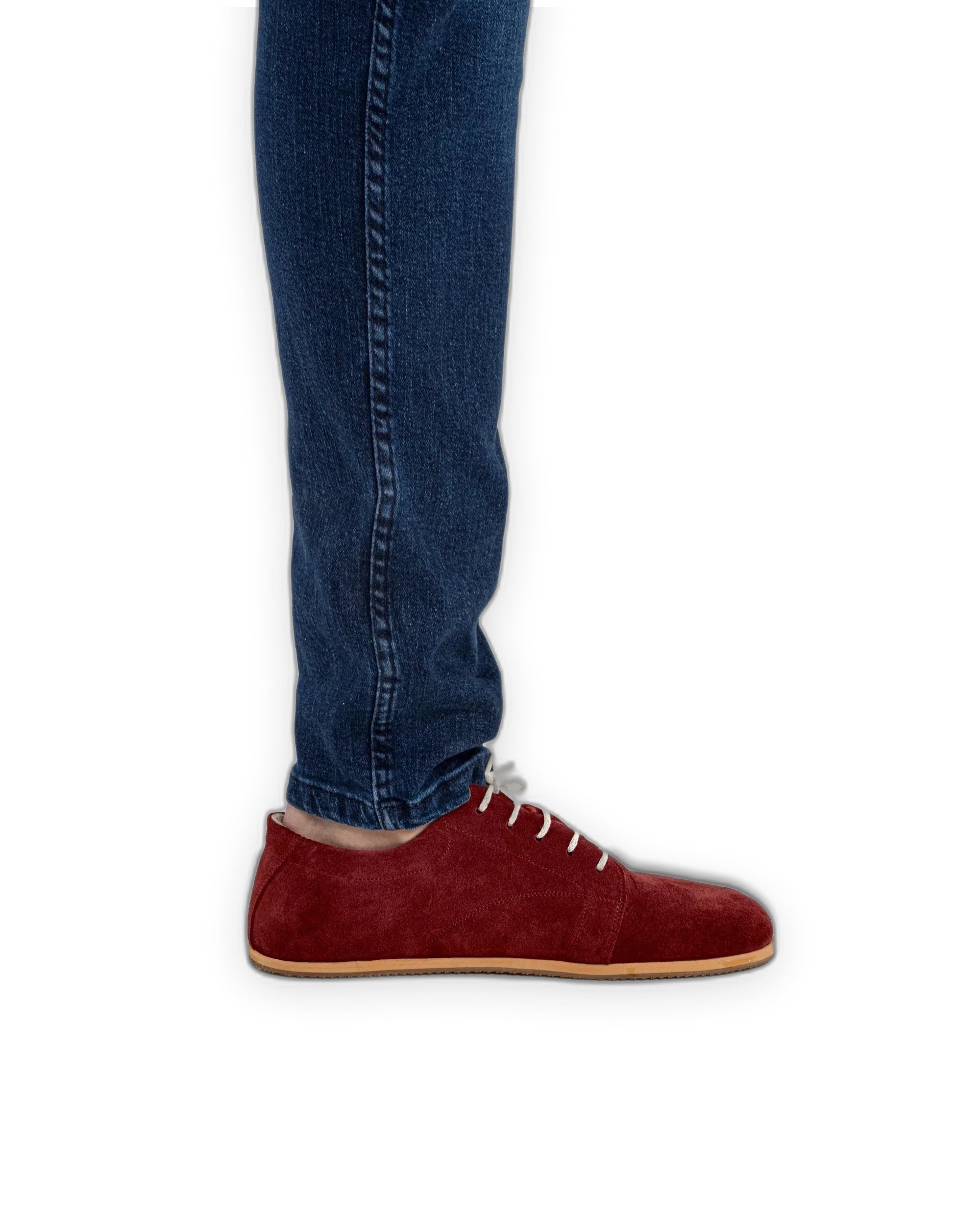 Pair Burgundy Barefoot Sneaker - Barefoot Wide Toe Calf Leather | Bespoky