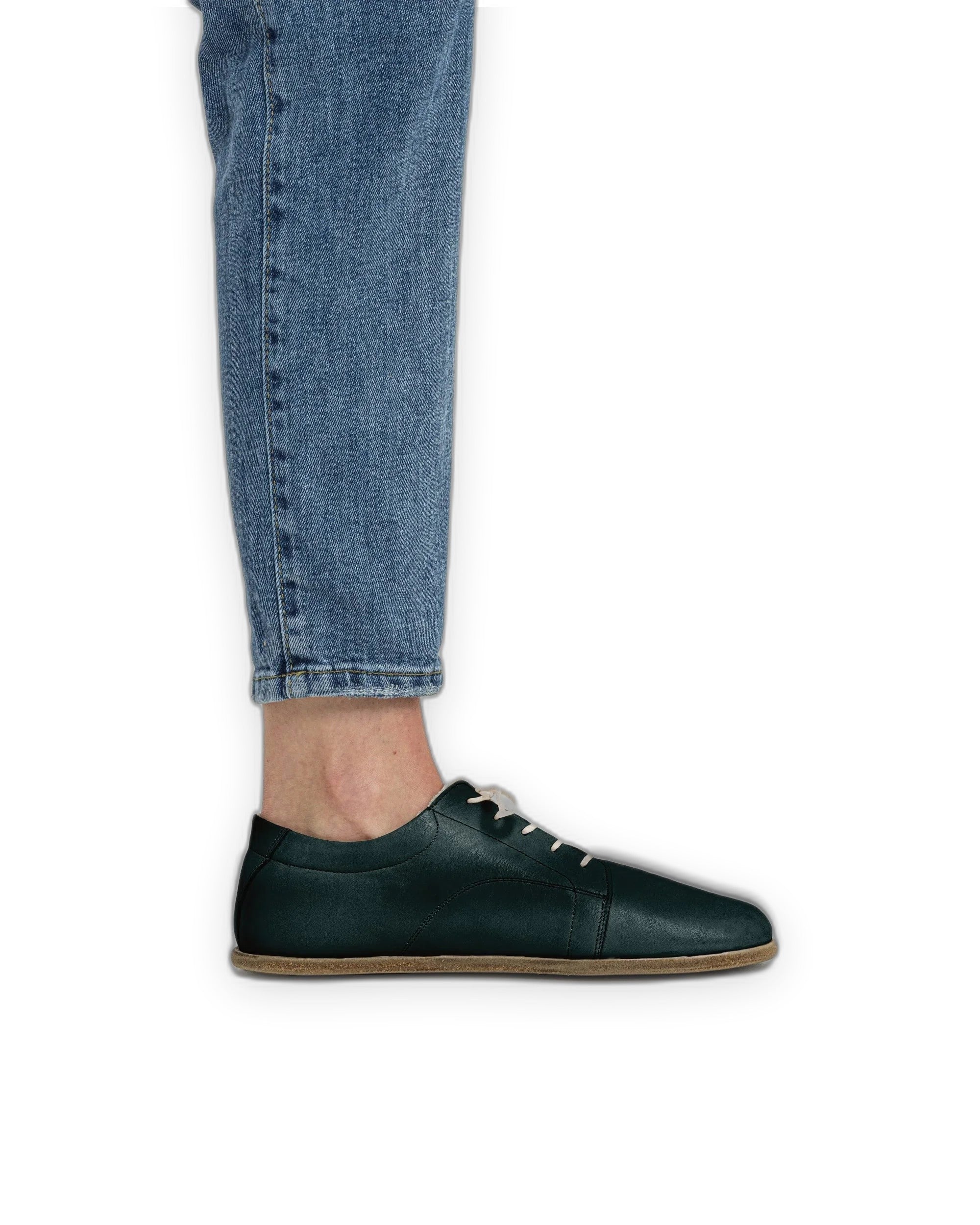 Pair Dark Green Barefoot Sneaker - Barefoot Wide Toe Calf Leather | Bespoky