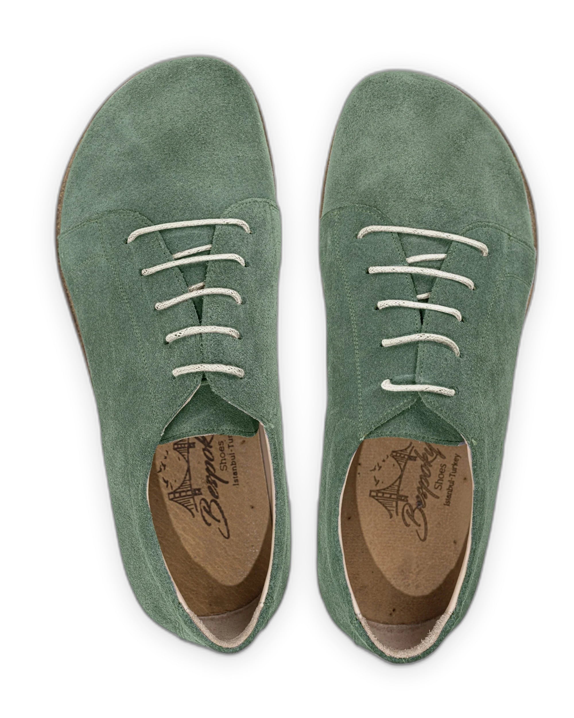 Side view Green Barefoot Sneaker - Calf Leather Zero Drop | Bespoky