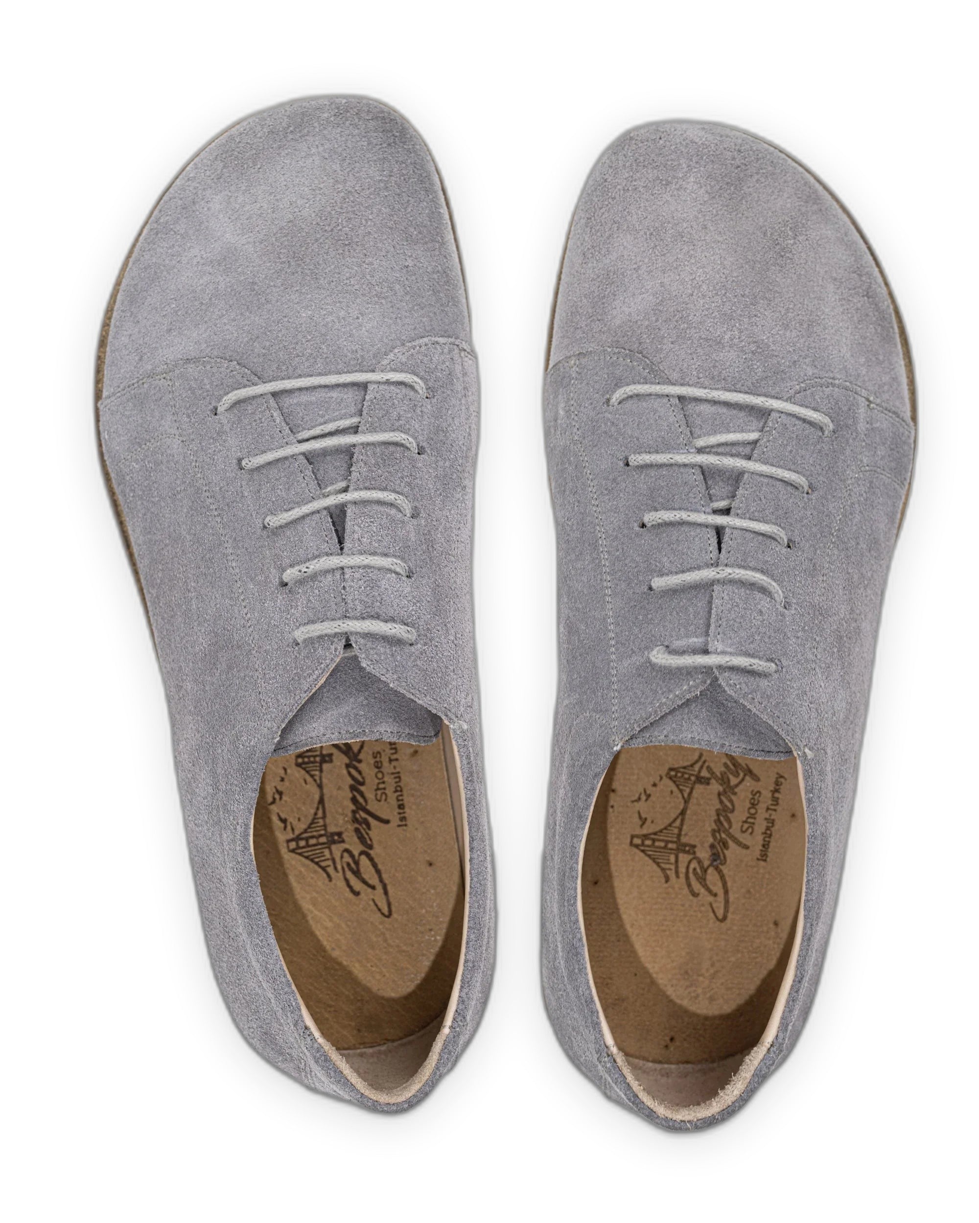 Side view Grey Barefoot Sneaker - Calf Leather Zero Drop | Bespoky