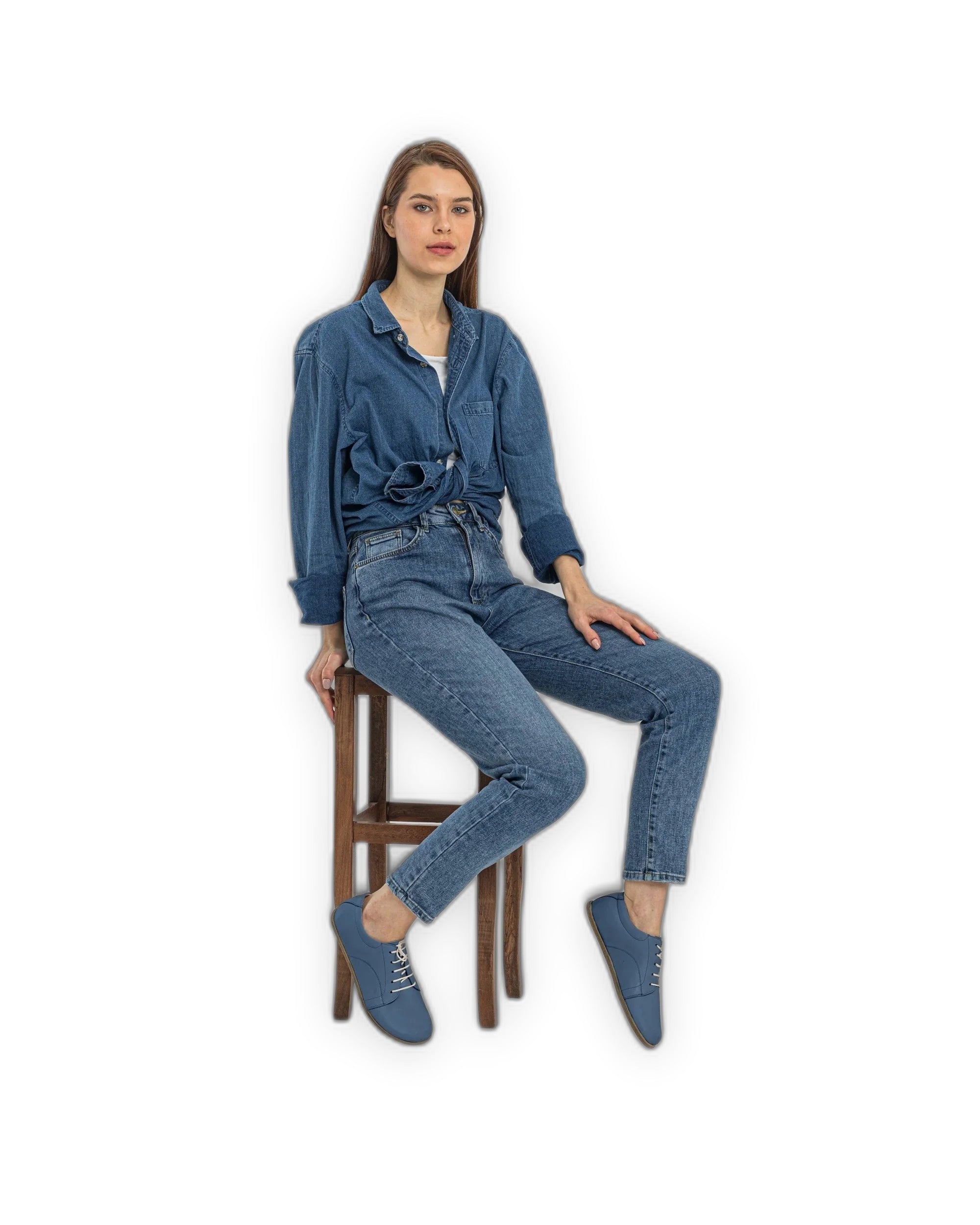 Detail Jean Blue Barefoot Sneaker - Handcrafted Calf Leather Turkey | Bespoky