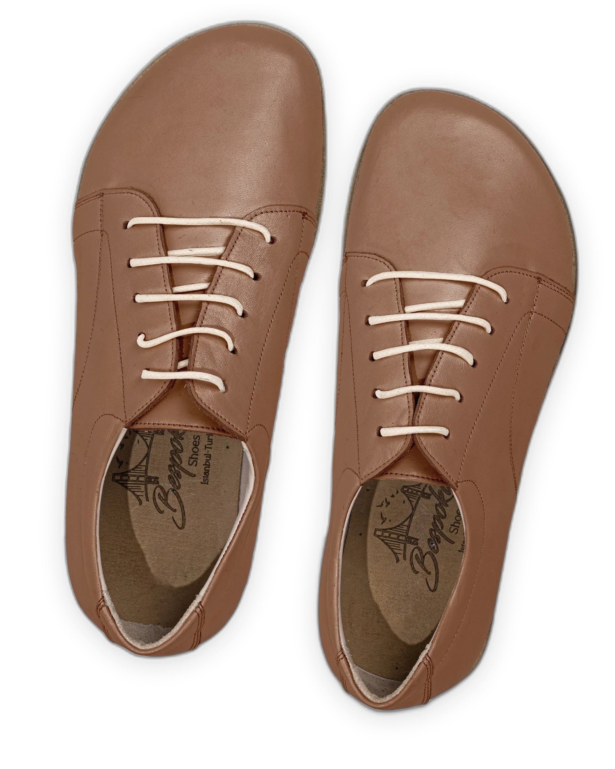 Side view Tan Barefoot Sneaker - Calf Leather Zero Drop | Bespoky