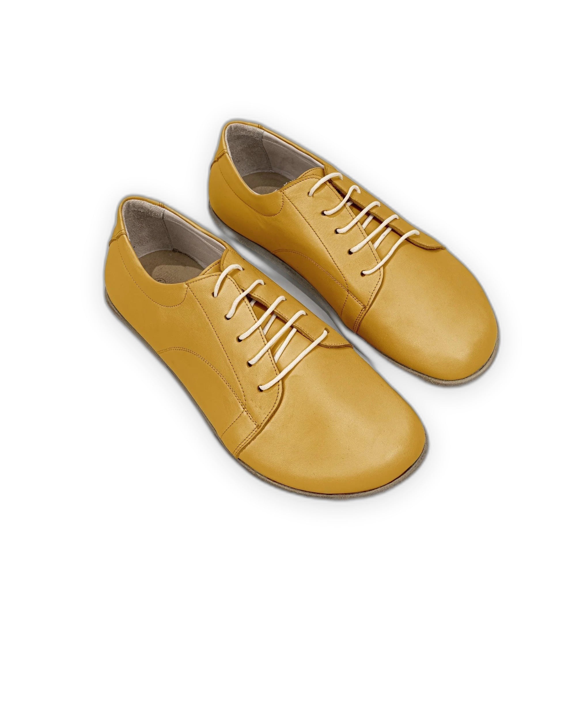 Women's Mustard Barefoot Sneaker - Handcrafted Calf Leather Wide Toe Box | Bespoky