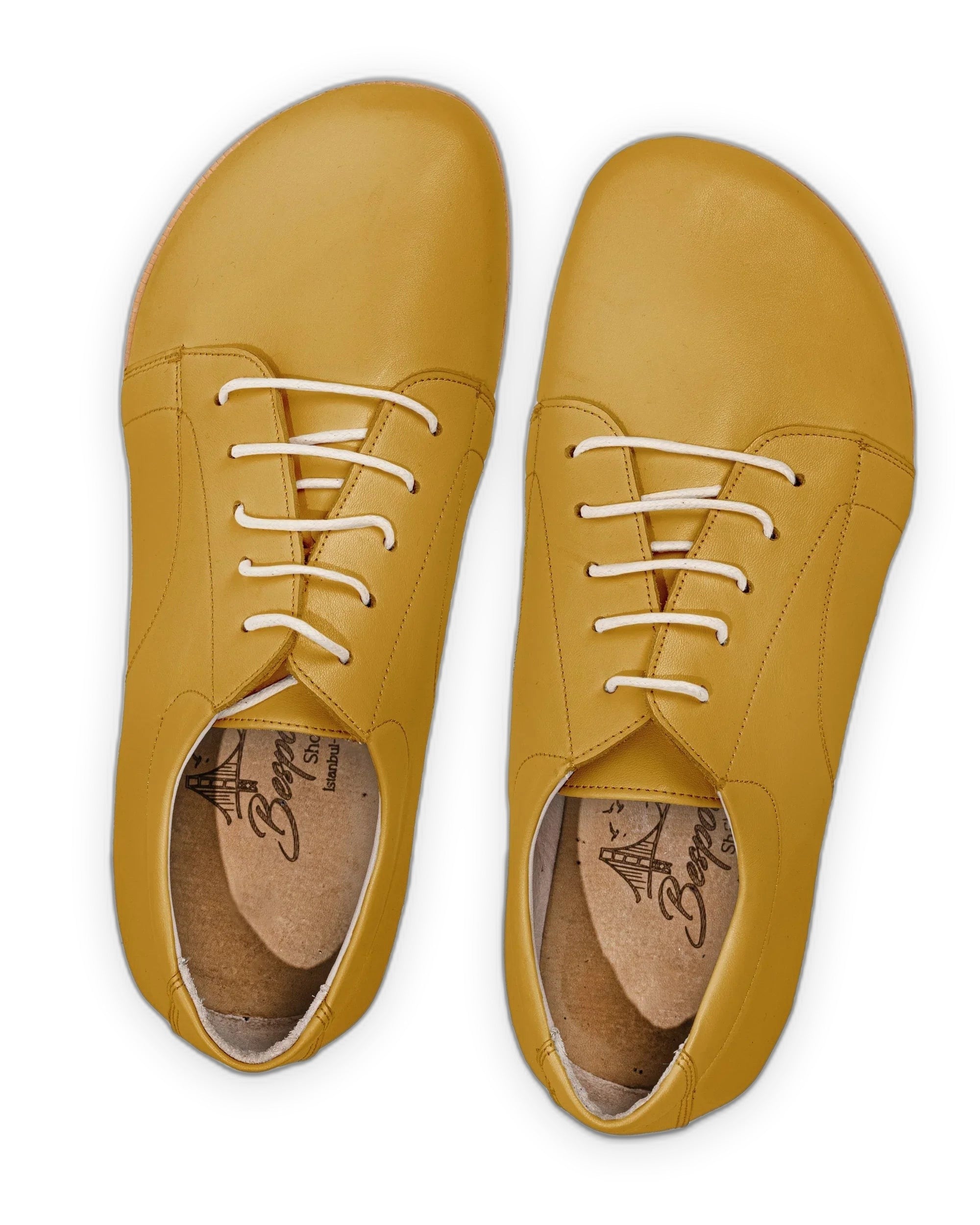 Pair Mustard Barefoot Sneaker - Barefoot Wide Toe Calf Leather | Bespoky