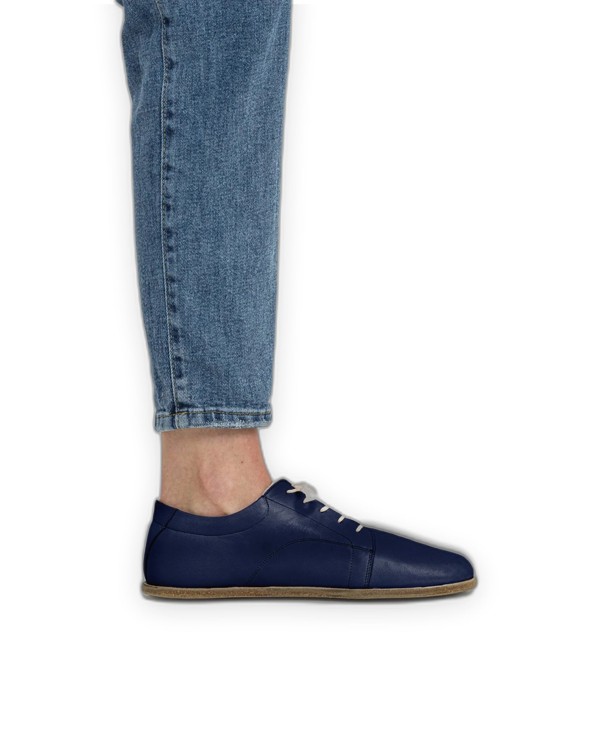 Pair Navy Blue Barefoot Sneaker - Barefoot Wide Toe Calf Leather | Bespoky