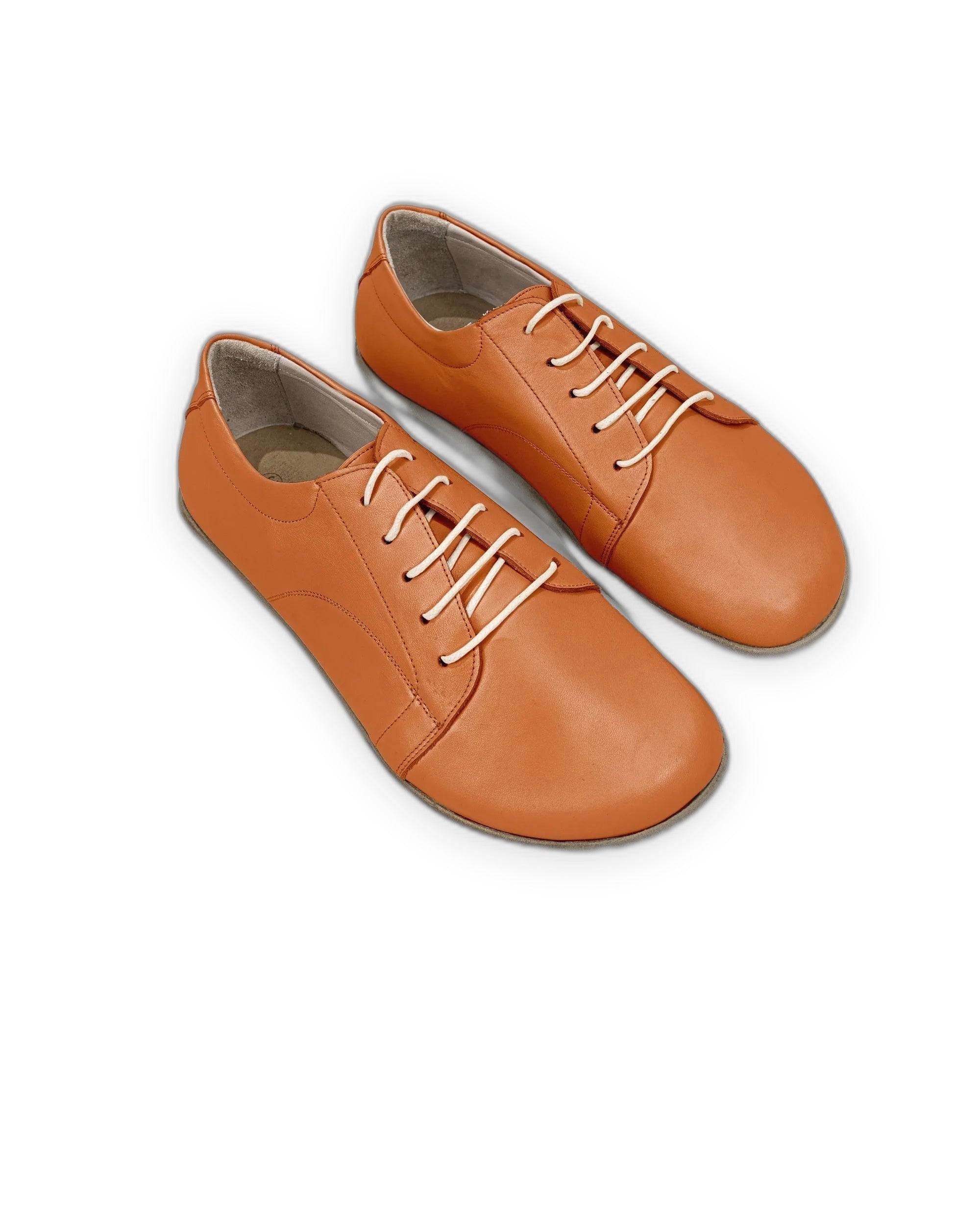 Women's Orange Barefoot Sneaker - Handcrafted Calf Leather Wide Toe Box | Bespoky