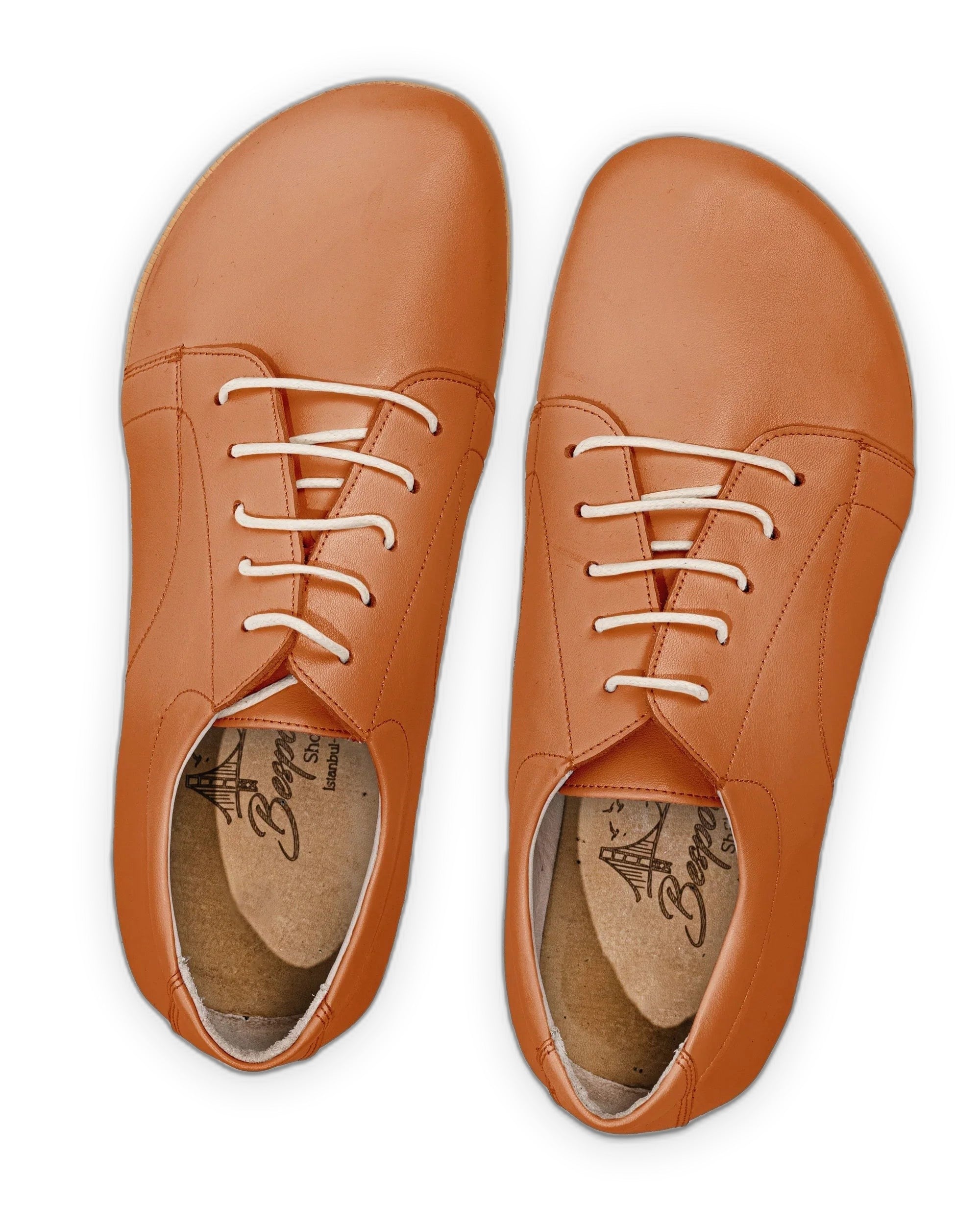 Side view Orange Barefoot Sneaker - Calf Leather Zero Drop | Bespoky