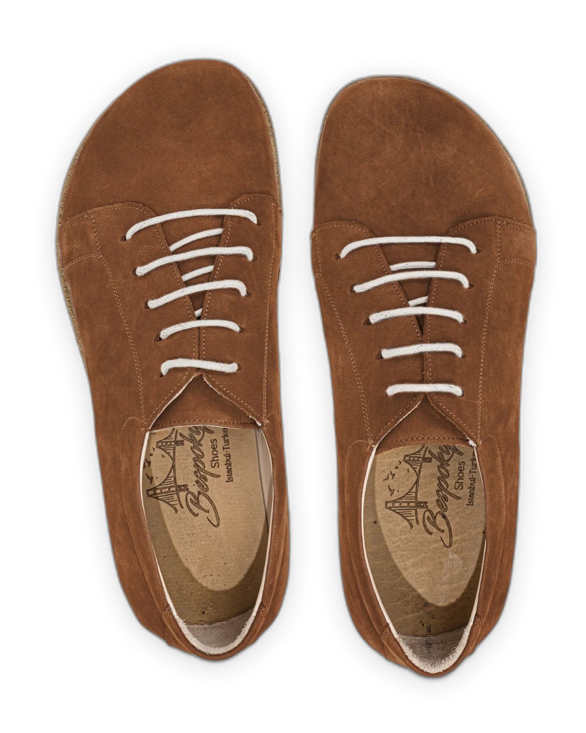 Side view Tan Barefoot Sneaker - Calf Leather Zero Drop | Bespoky