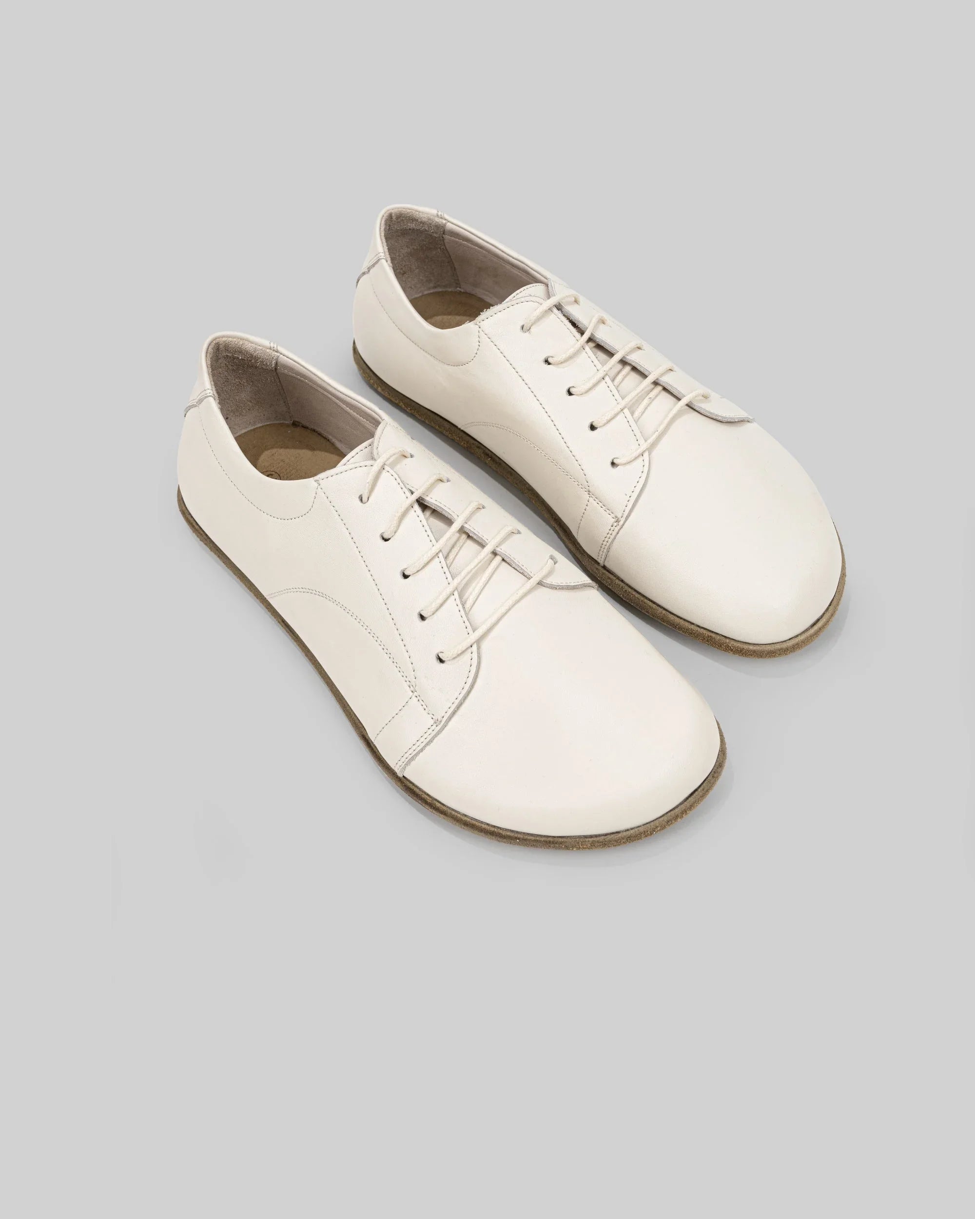 Women's Cream Barefoot Sneaker - Handcrafted Calf Leather Wide Toe Box | Bespoky